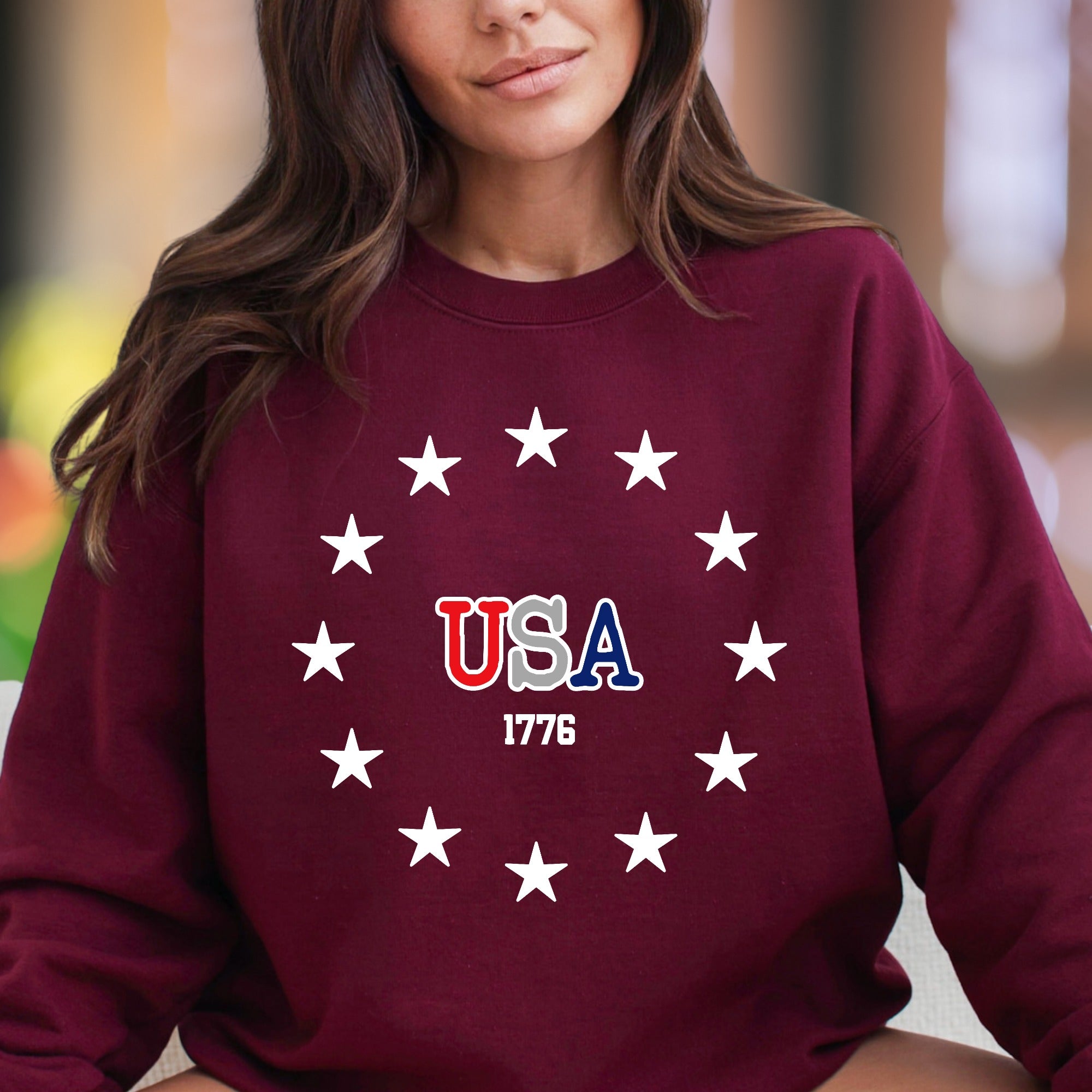 "USA 1776" | Patriotic Stars Unisex Adult Sweatshirt | Heritage Lifestyle Wear