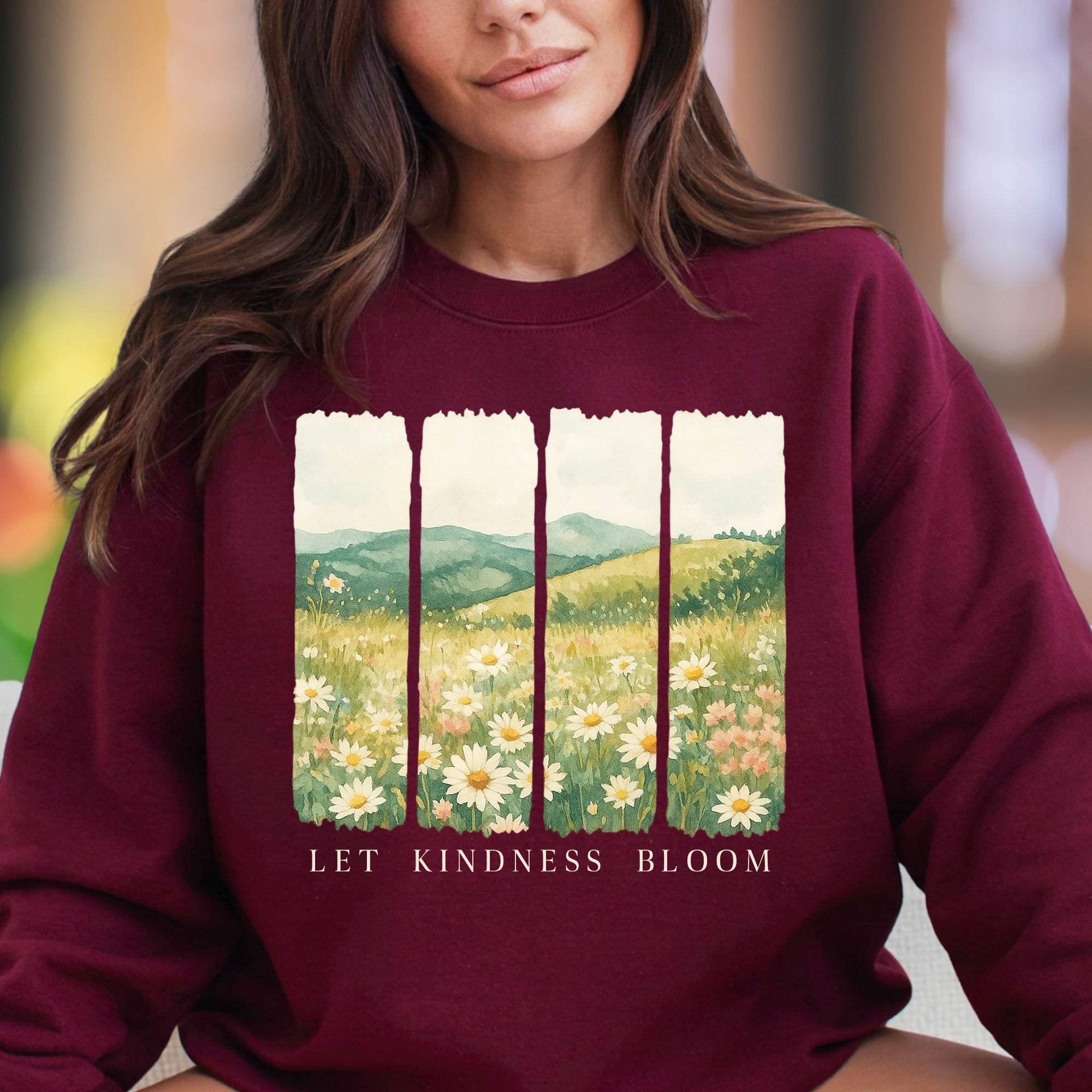 "Let Kindness Bloom" | Nature Watercolor Unisex Adult Sweatshirt | Inspirational Lifestyle
