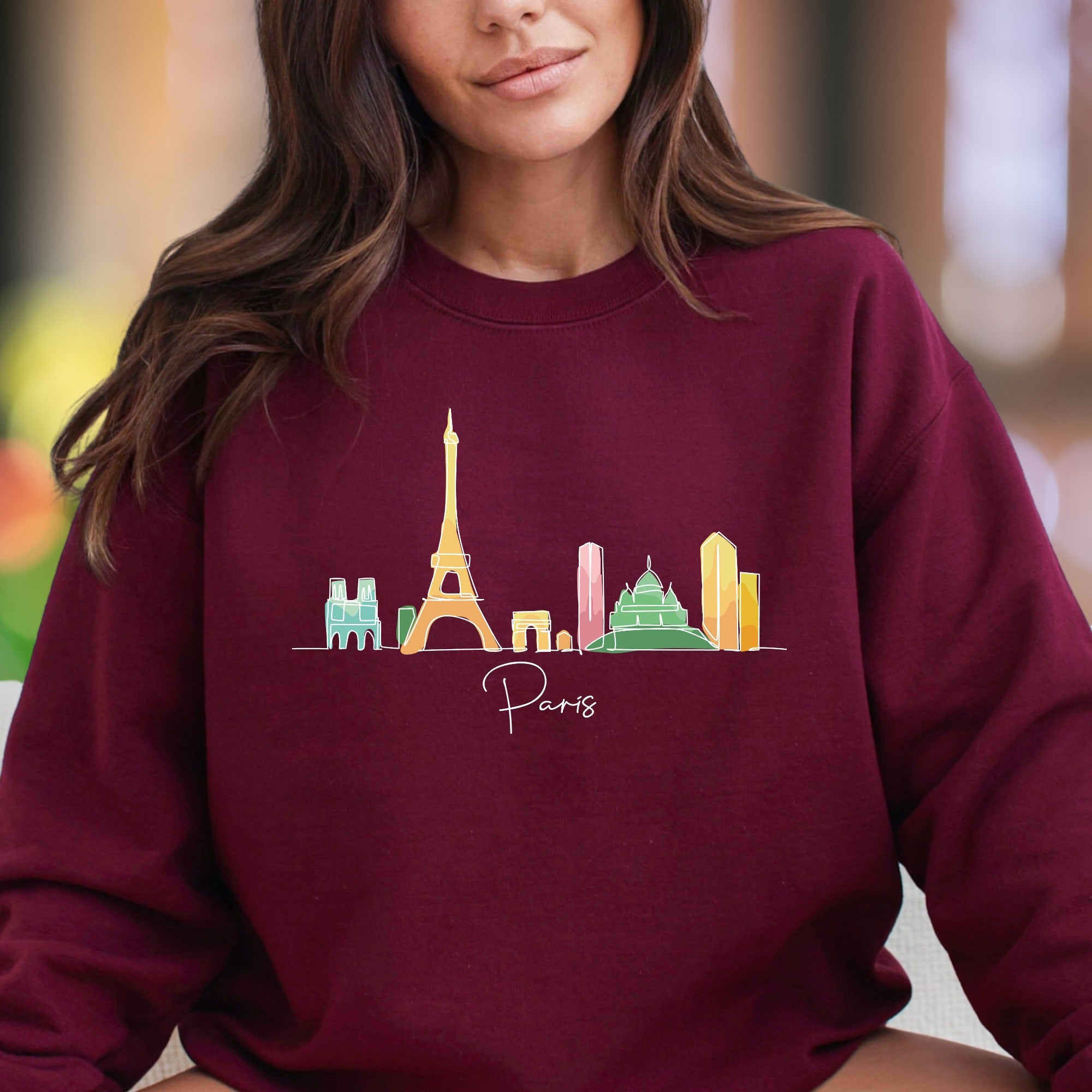 "Paris" | Minimal Skyline Unisex Adult Sweatshirt | Travel Lifestyle Apparel