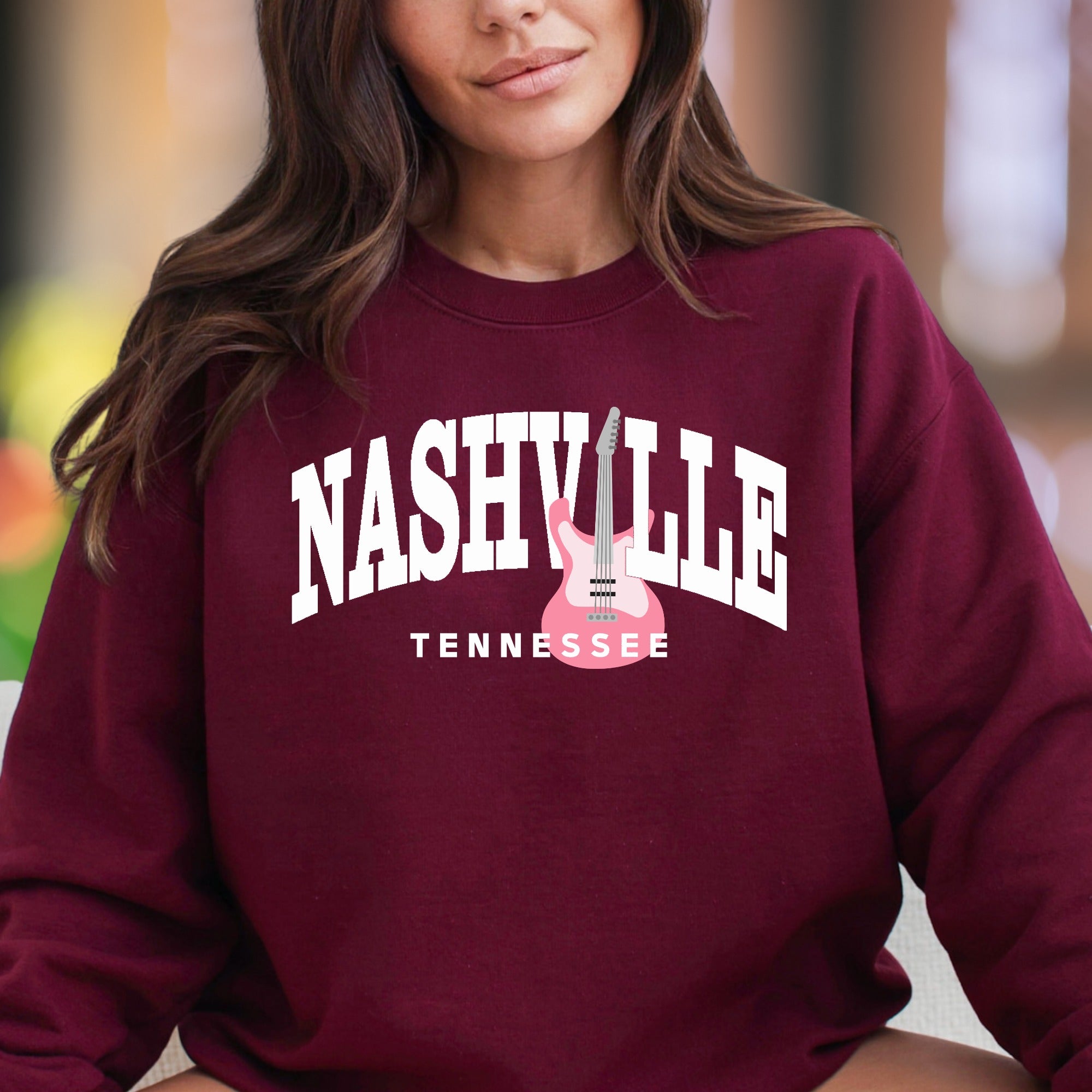 "Nashville Tennessee" | Music City Graphic Unisex Adult Sweatshirt | Lifestyle Travel