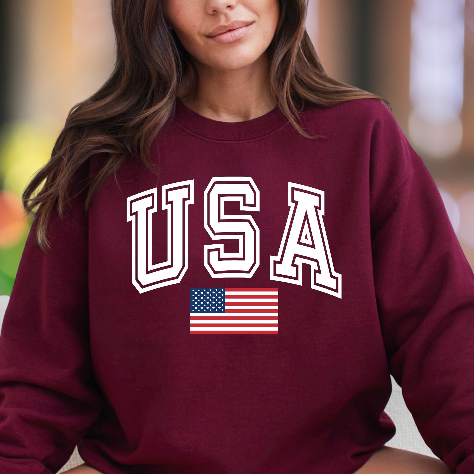 "USA" | Patriotic Collegiate Unisex Adult Sweatshirt | American Pride