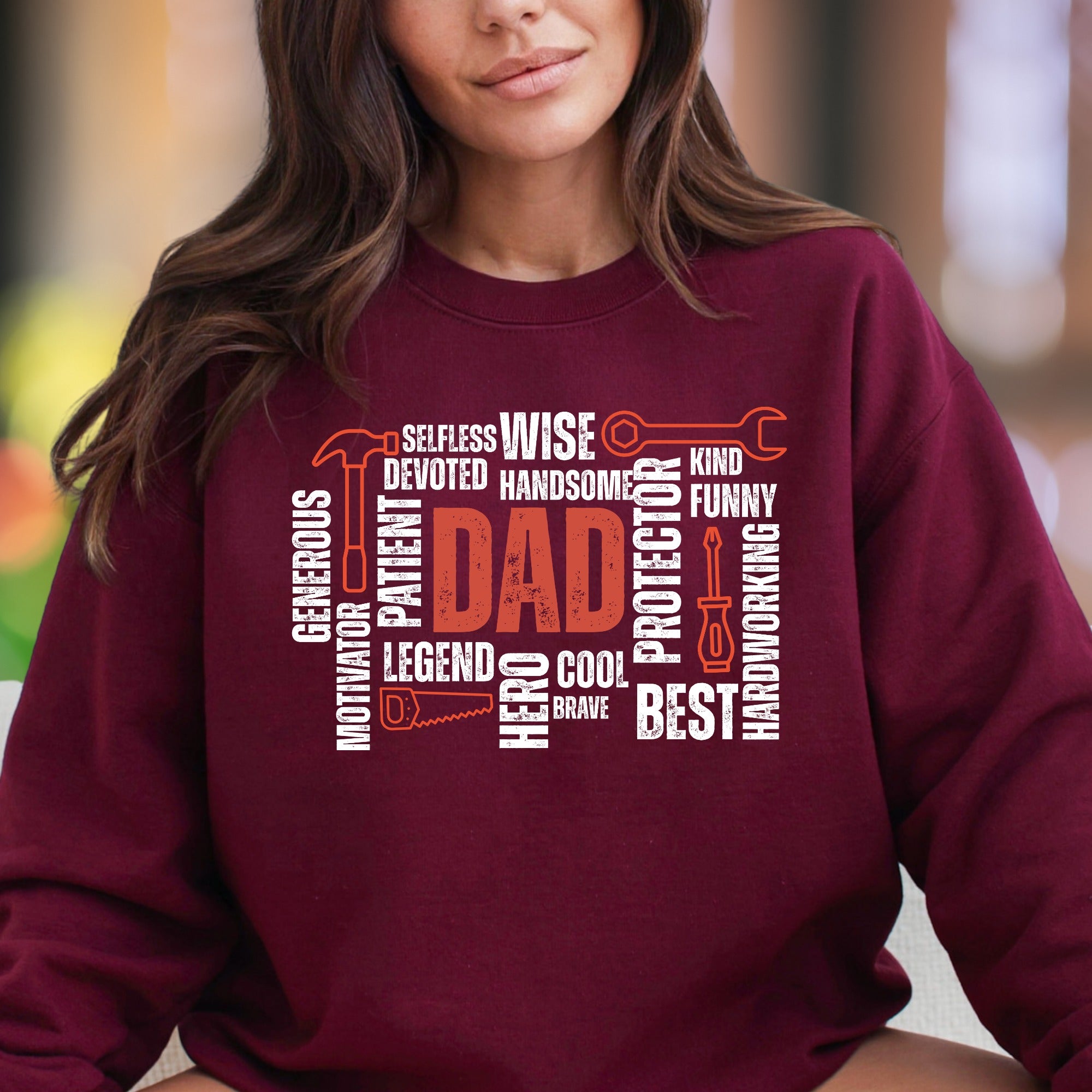 "DAD" Word Cloud Typography Unisex Adult Sweatshirt | Thoughtful Gifting