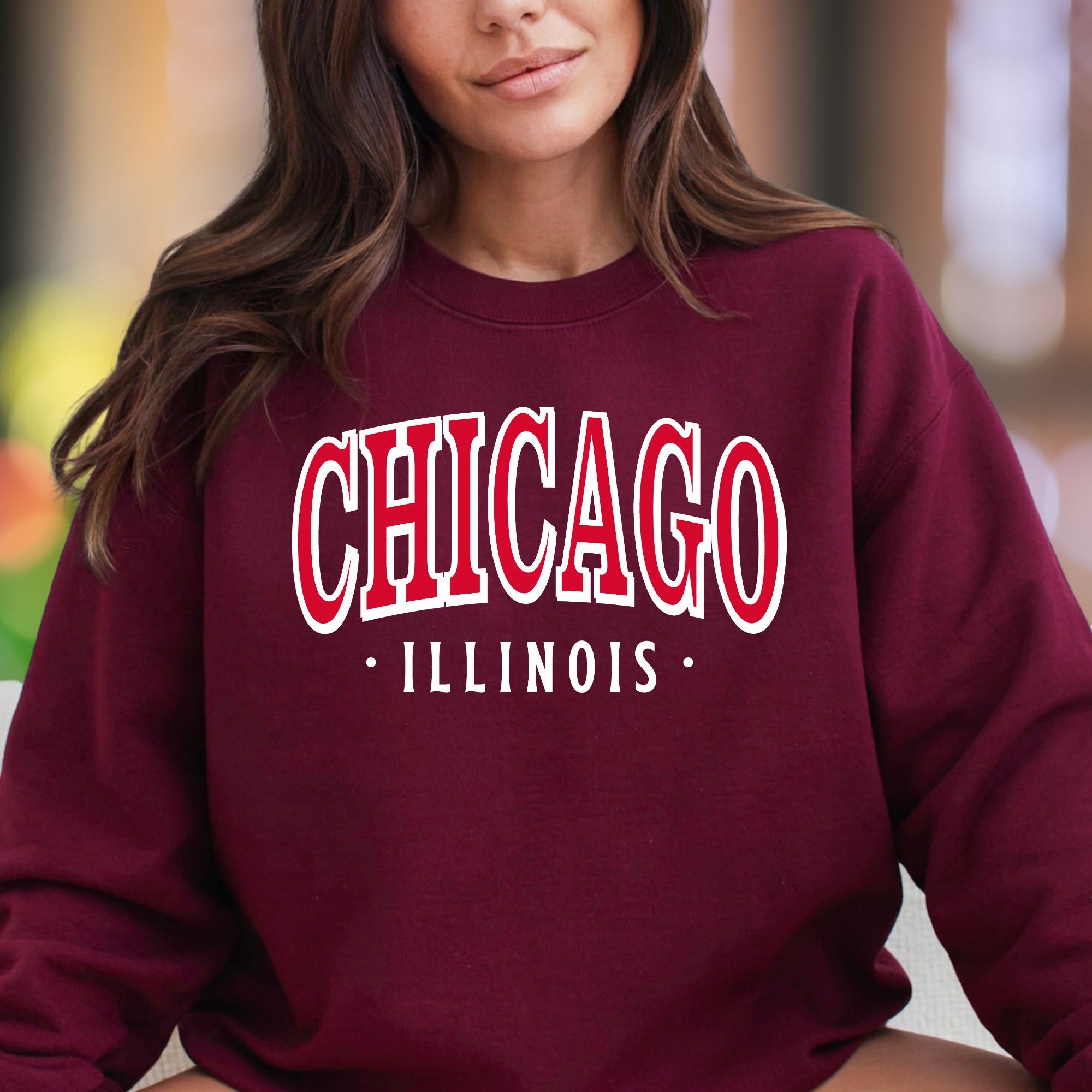 "CHICAGO ILLINOIS" | Retro City Block Unisex Adult Sweatshirt | Local Pride Apparel