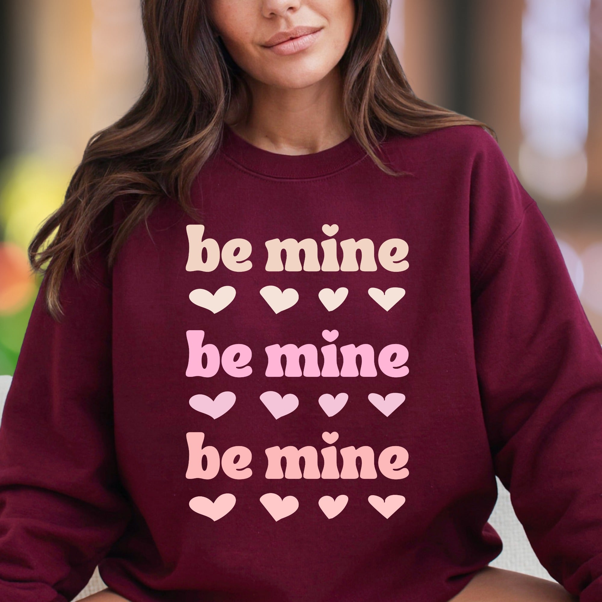 "Be Mine" | Retro Hearts Unisex Adult Sweatshirt | Romantic Lifestyle