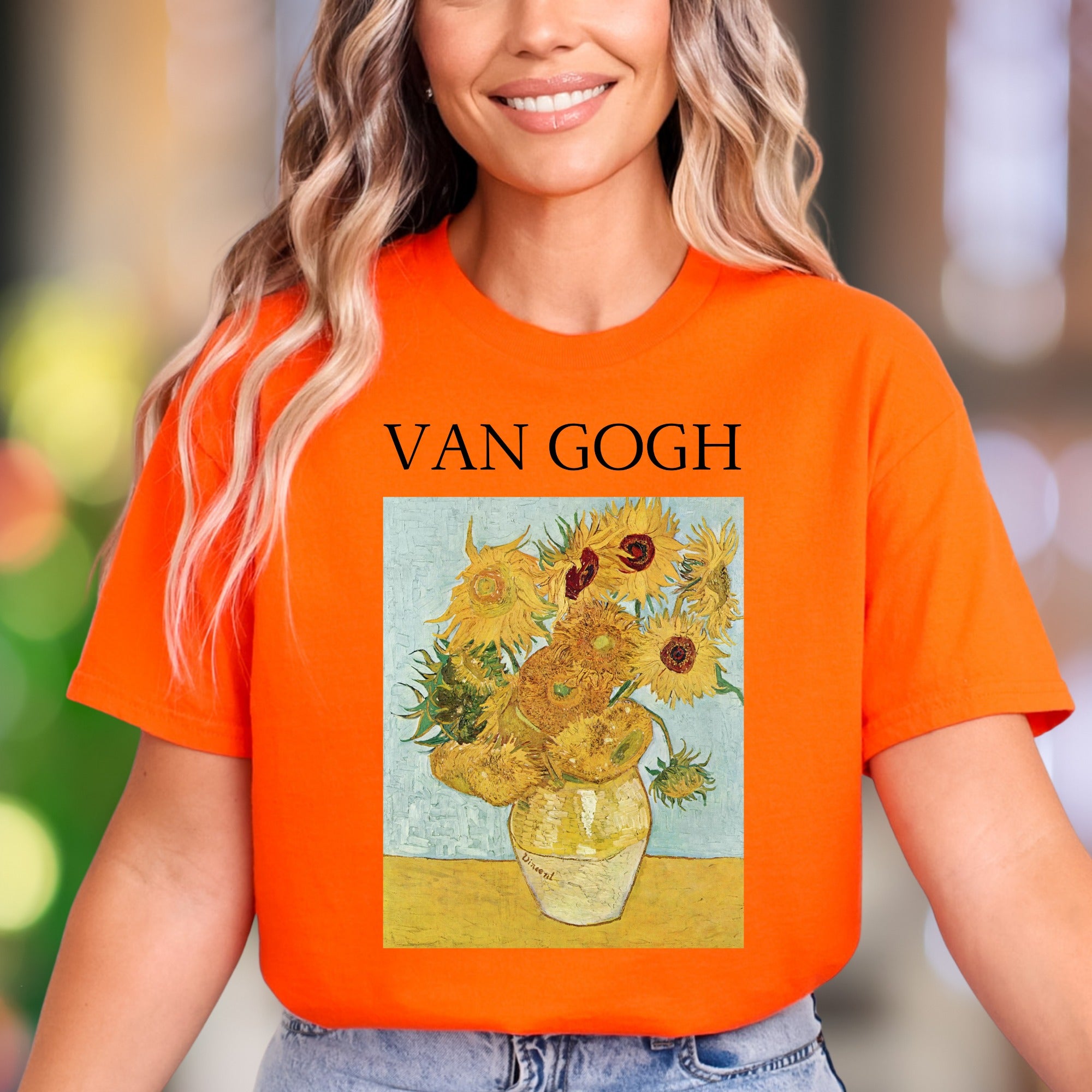 "VAN GOGH" Van Gogh Sunflowers Art Unisex Adult T-Shirt | Artistic Expression