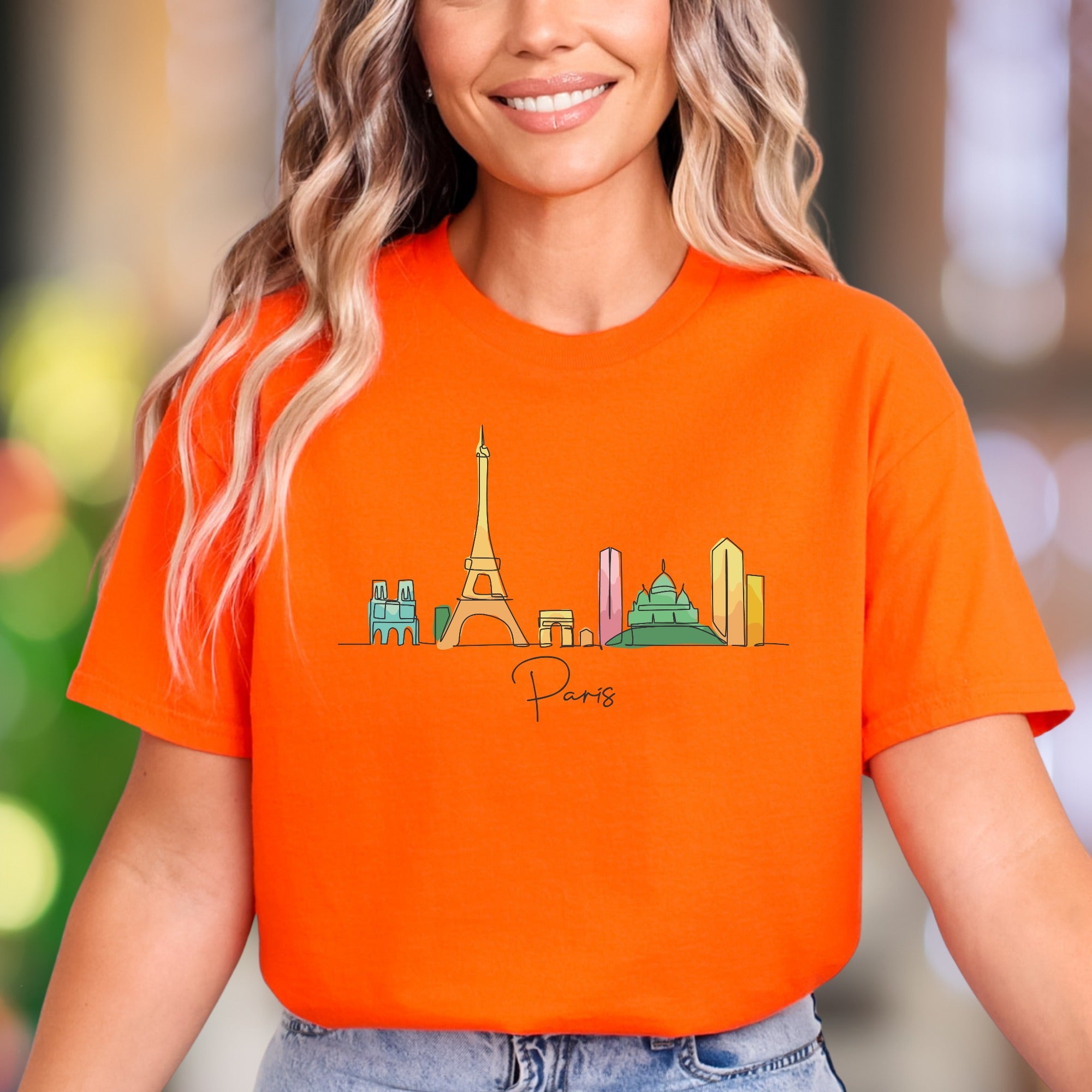 "Paris" | Minimal Skyline Unisex Adult T-Shirt | Travel & City Lifestyle