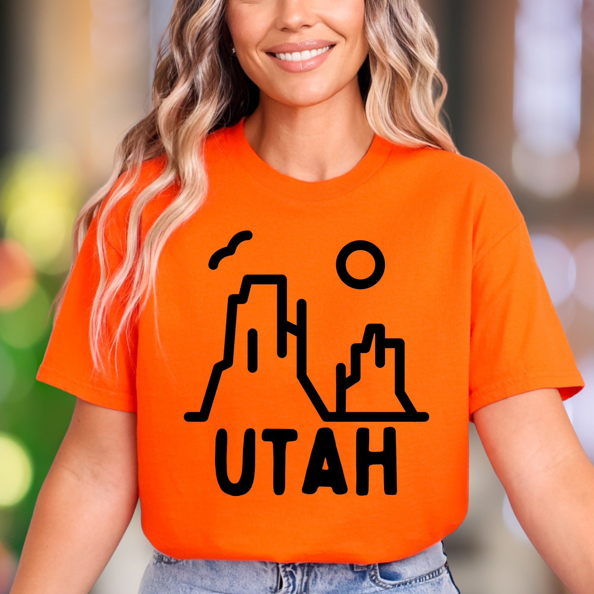 "UTAH" | Minimal Nature Outline Unisex Adult T-Shirt | Travel & Adventure
