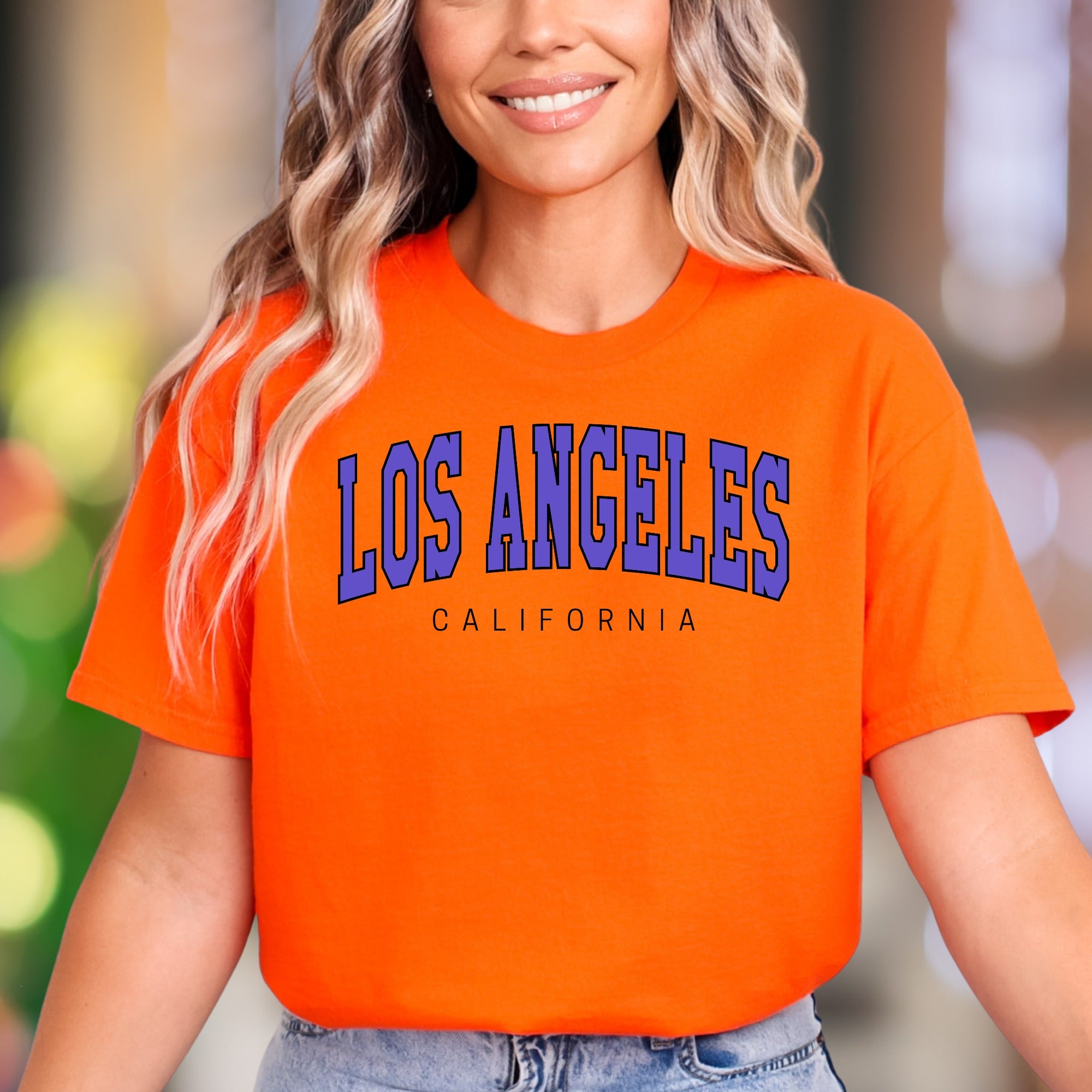 "Los Angeles California" | Arch Text Streetwear Unisex Adult T-Shirt | City Lifestyle