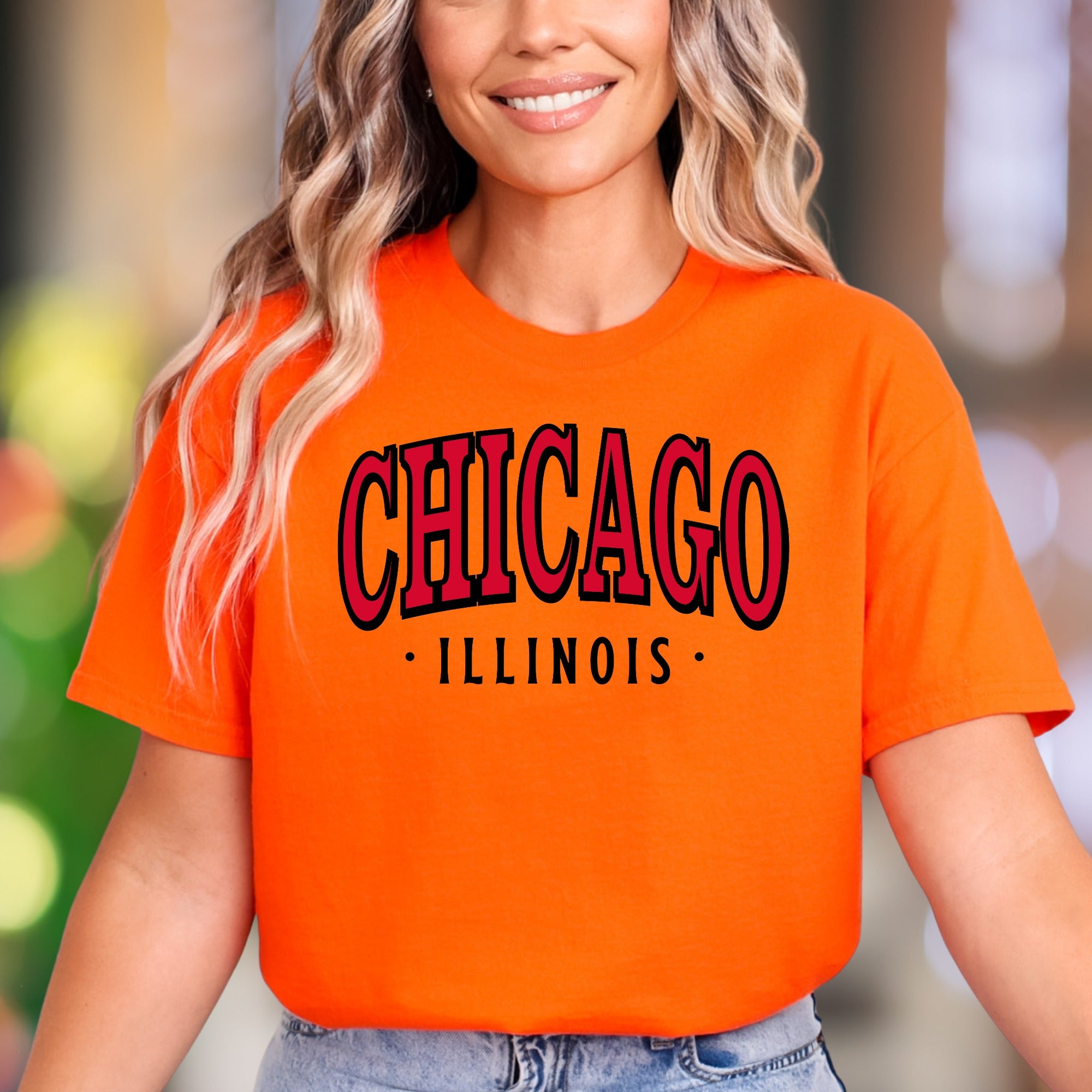 "CHICAGO ILLINOIS" | Bold City Typography Unisex Adult T-Shirt | Local Pride Apparel