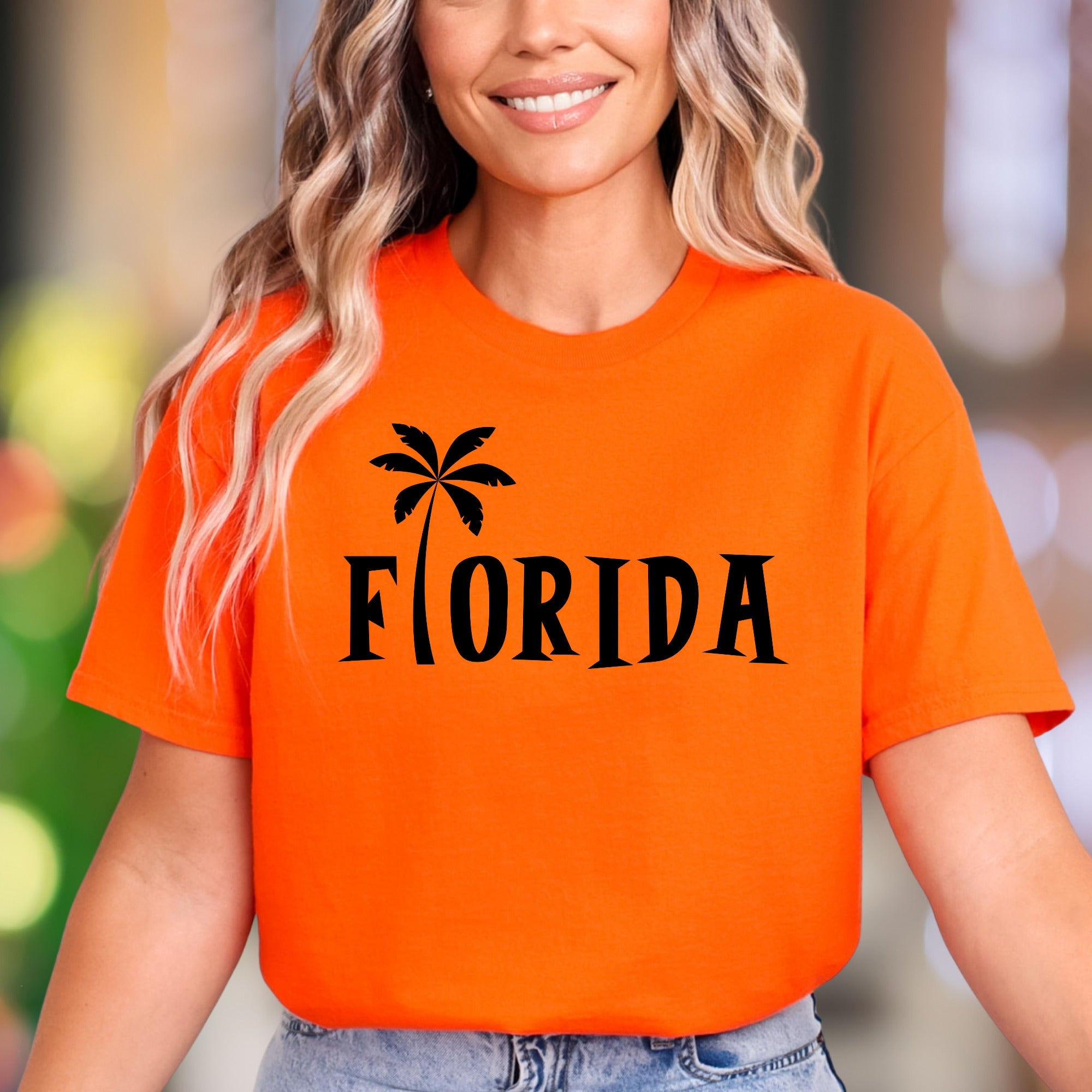 "Florida" | Palm Tree Typography Unisex Adult T-Shirt | Tropical Lifestyle