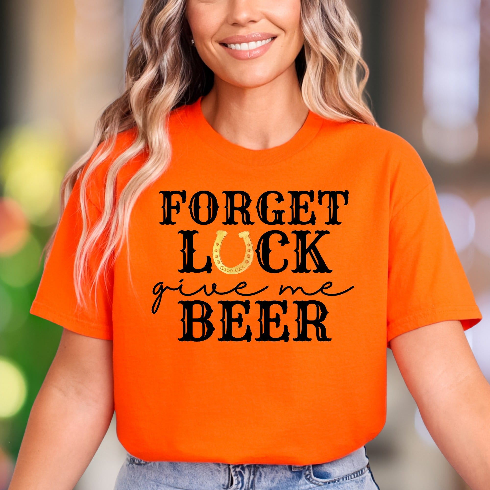 "Forget Luck Give Me Beer" | Funny Retro Unisex Adult T-Shirt | Celebration Lifestyle