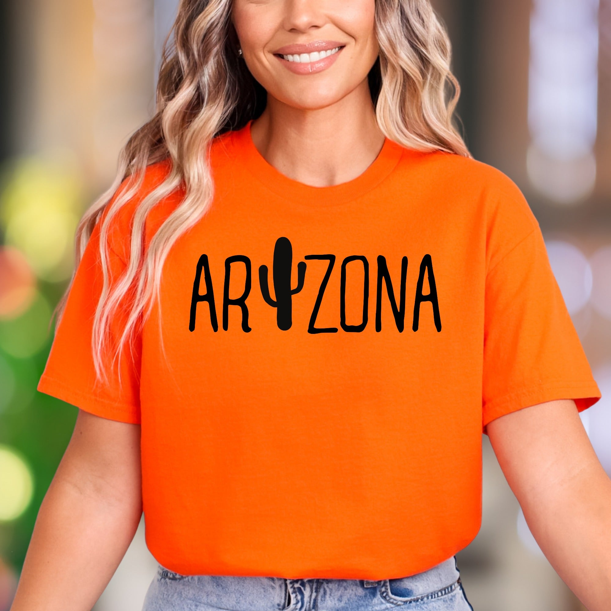 "ARIZONA" | Cactus Typography Unisex Adult T-Shirt | State Pride