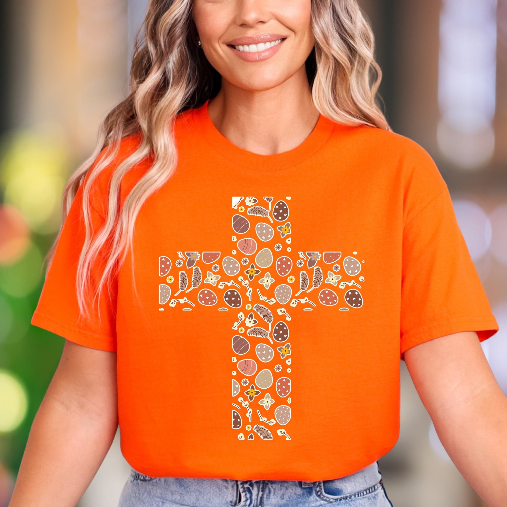 "Easter Cross" | Festive Pattern Unisex Adult T-Shirt | Holiday Lifestyle