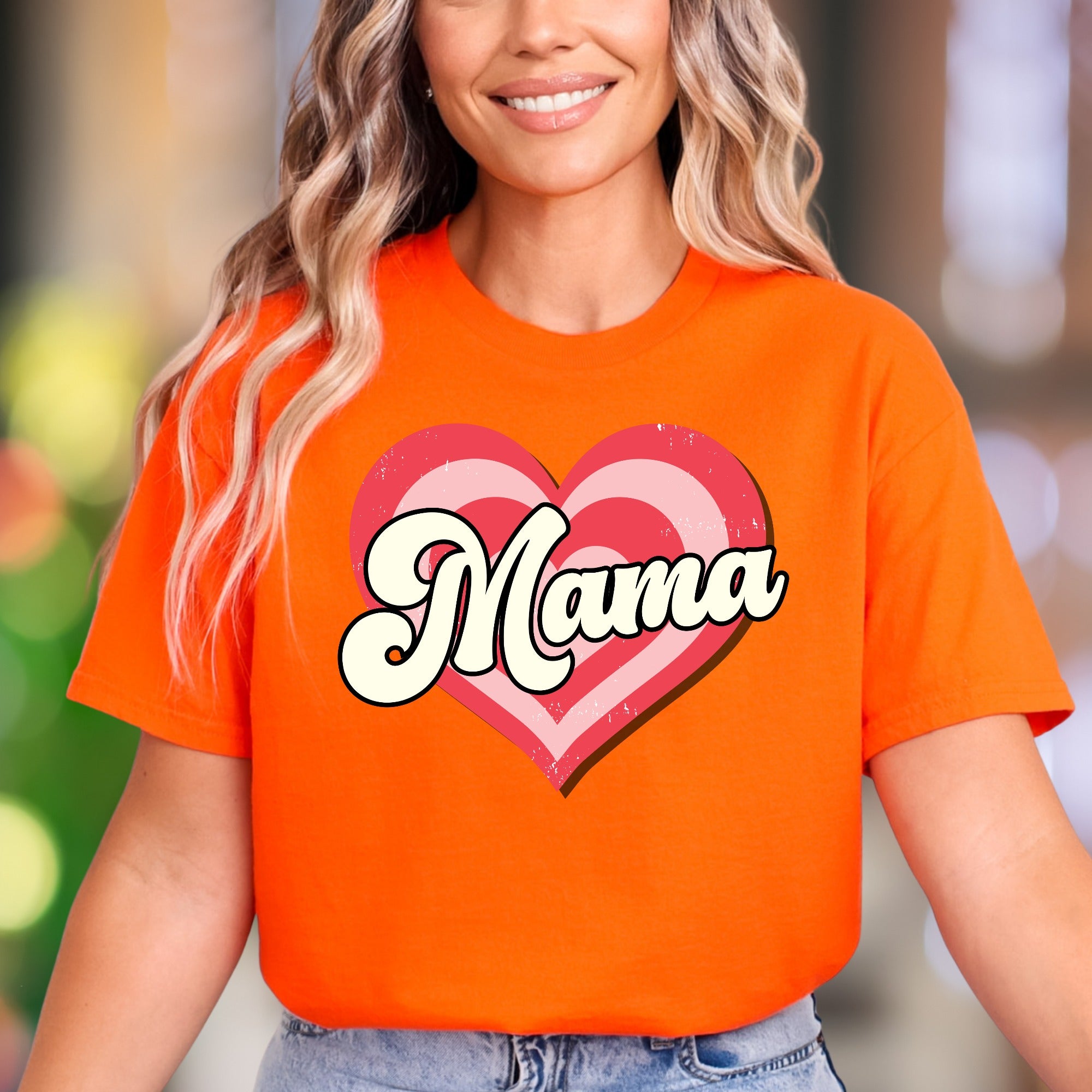 "Mama" | Retro Heart Graphic Unisex Adult T-Shirt | Motherhood Lifestyle