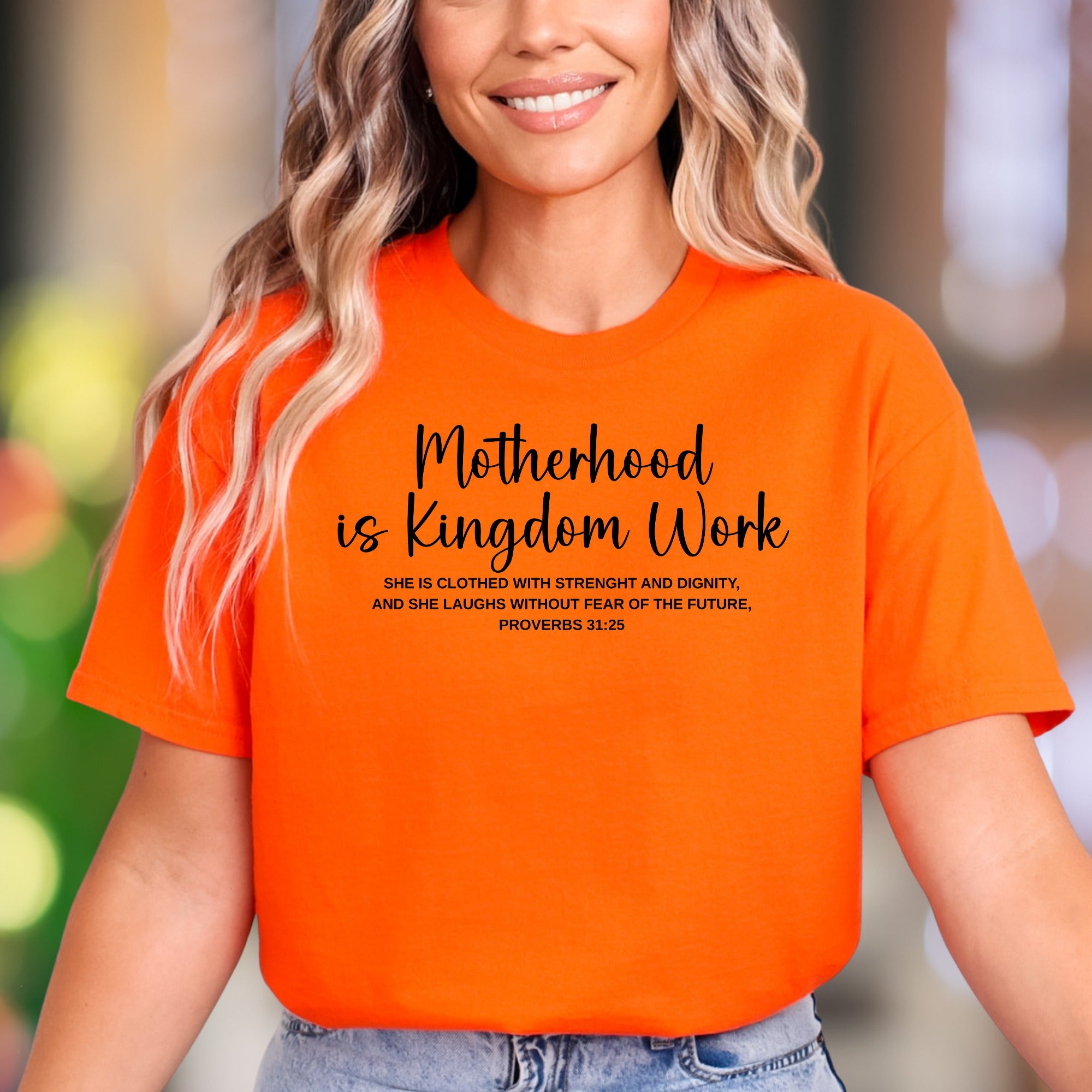 "Motherhood is Kingdom Work" | Script Typography Unisex Adult T-Shirt | Empowering Lifestyle