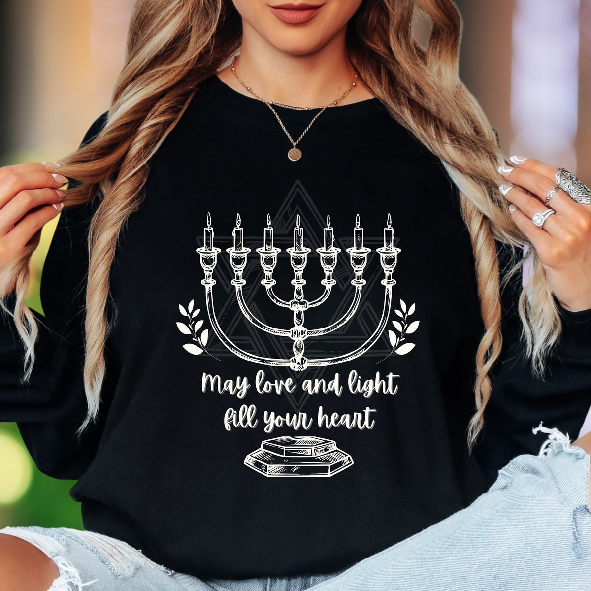 "May Love and Light Fill Your Heart" | Inspirational Illustration Unisex Adult Long Sleeve T-Shirt | Heartfelt Gifting