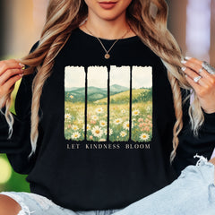"Let Kindness Bloom" | Nature Watercolor Unisex Adult Long Sleeve T-Shirt | Gentle Lifestyle