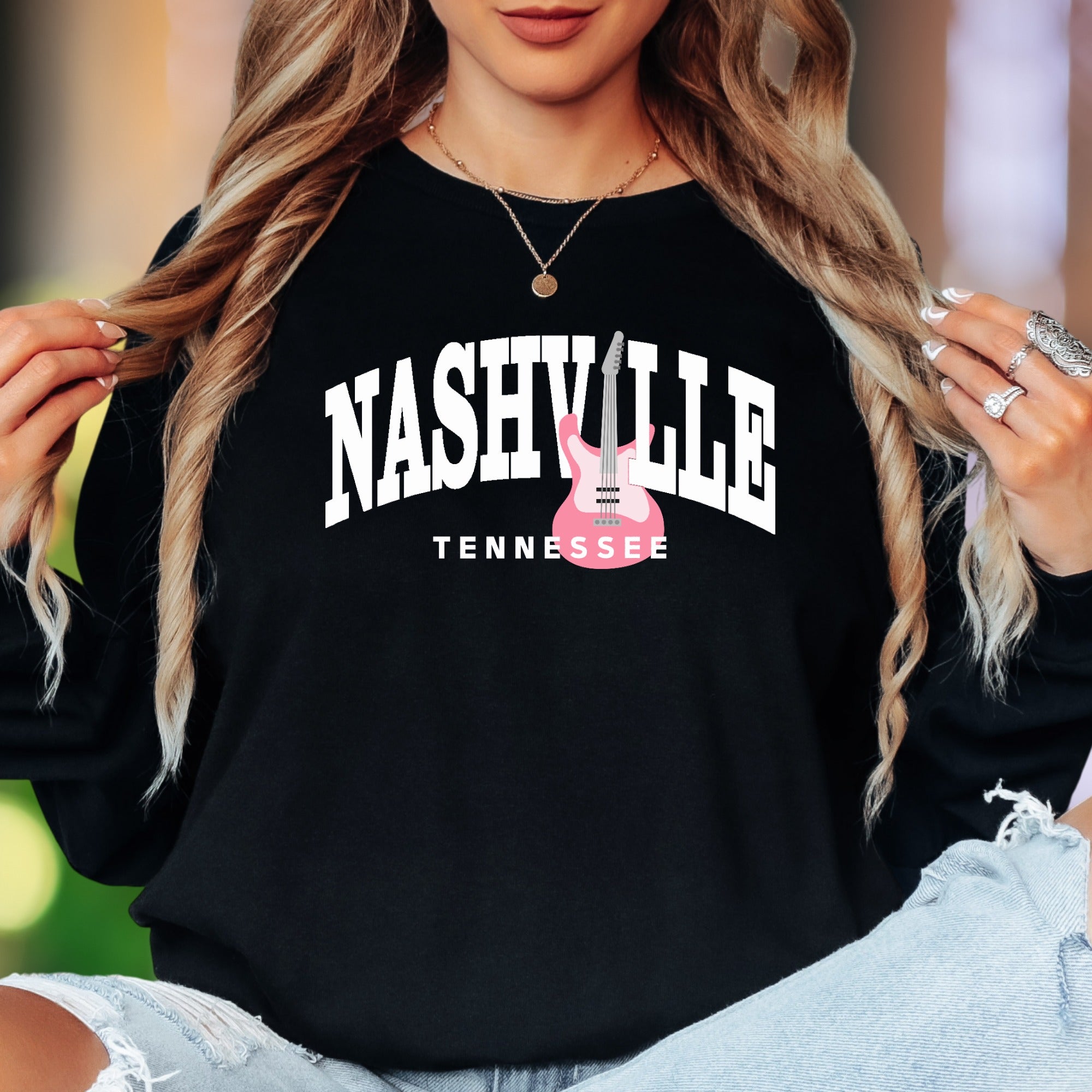 "NASHVILLE TENNESSEE" | Retro Streetwear Unisex Adult Long Sleeve T-Shirt | Music City Lifestyle