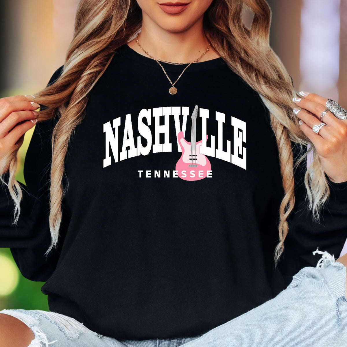 "NASHVILLE TENNESSEE" | Retro Streetwear Unisex Adult Long Sleeve T-Shirt | Music City Lifestyle