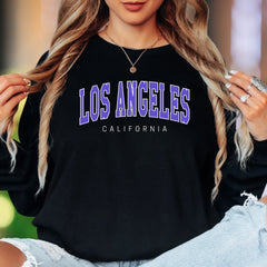 "Los Angeles California" | Collegiate Typography Unisex Adult Long Sleeve T-Shirt | West Coast Lifestyle