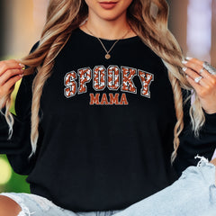 "Spooky Mama" | Distressed Retro Unisex Adult Long Sleeve T-Shirt | Halloween Lifestyle
