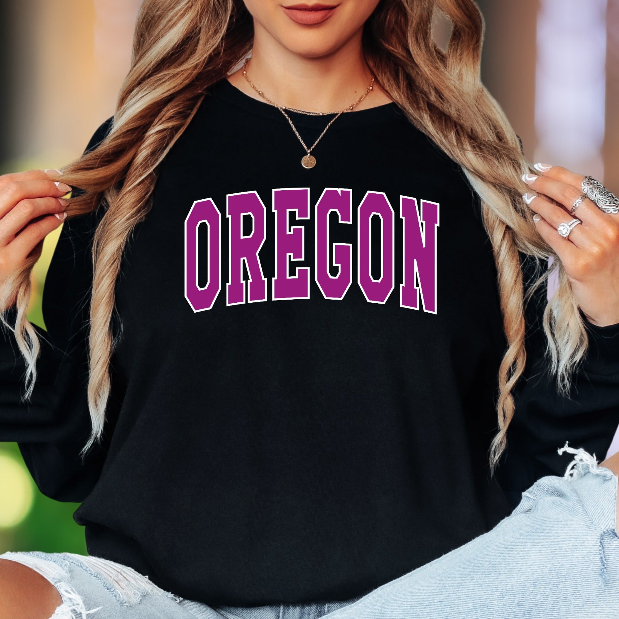 "OREGON" | Bold Typography Unisex Adult Long Sleeve T-Shirt | Regional Pride Apparel Secondary image