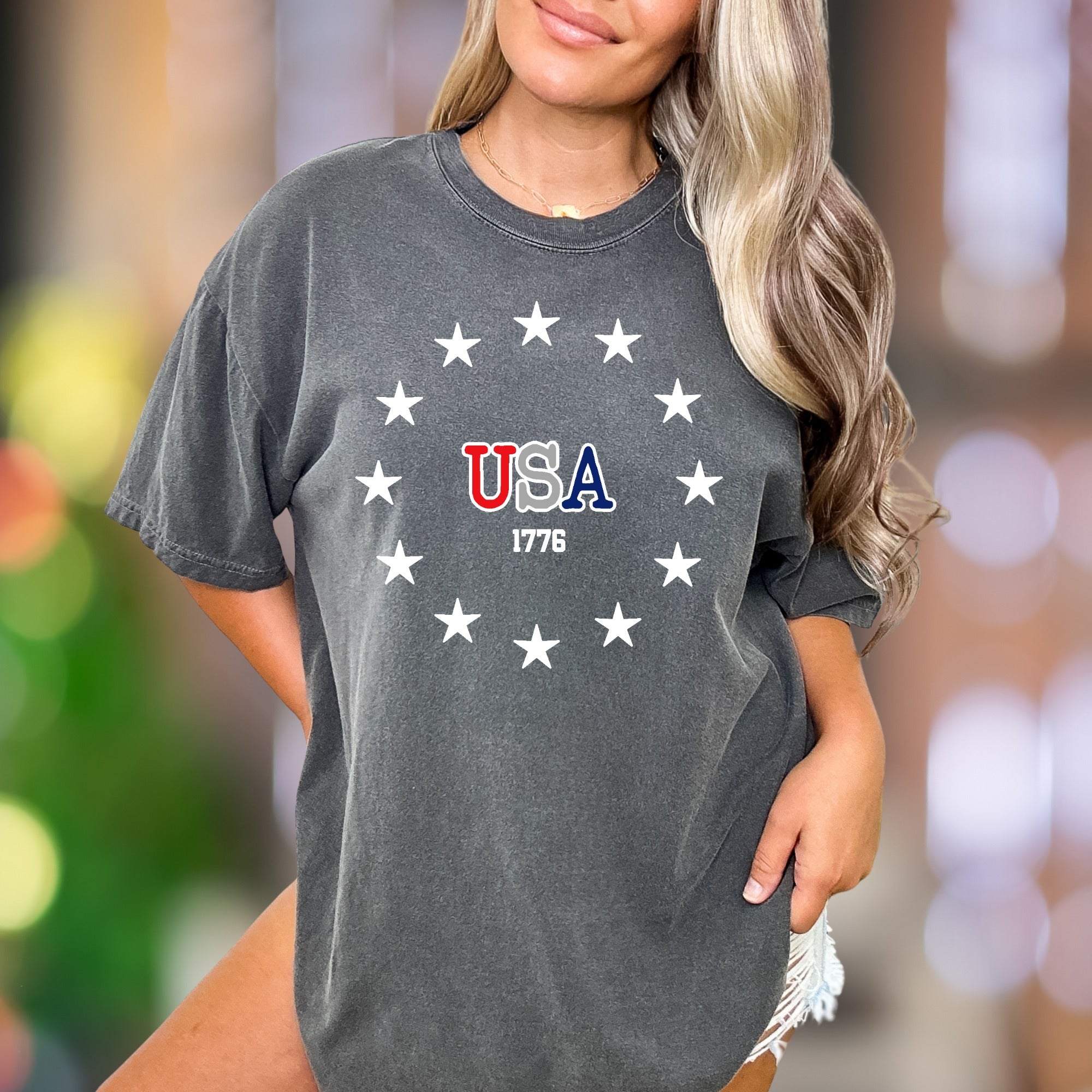 "USA 1776" | Comfort Colors Unisex Adult T-Shirt | Patriotic Vintage Style