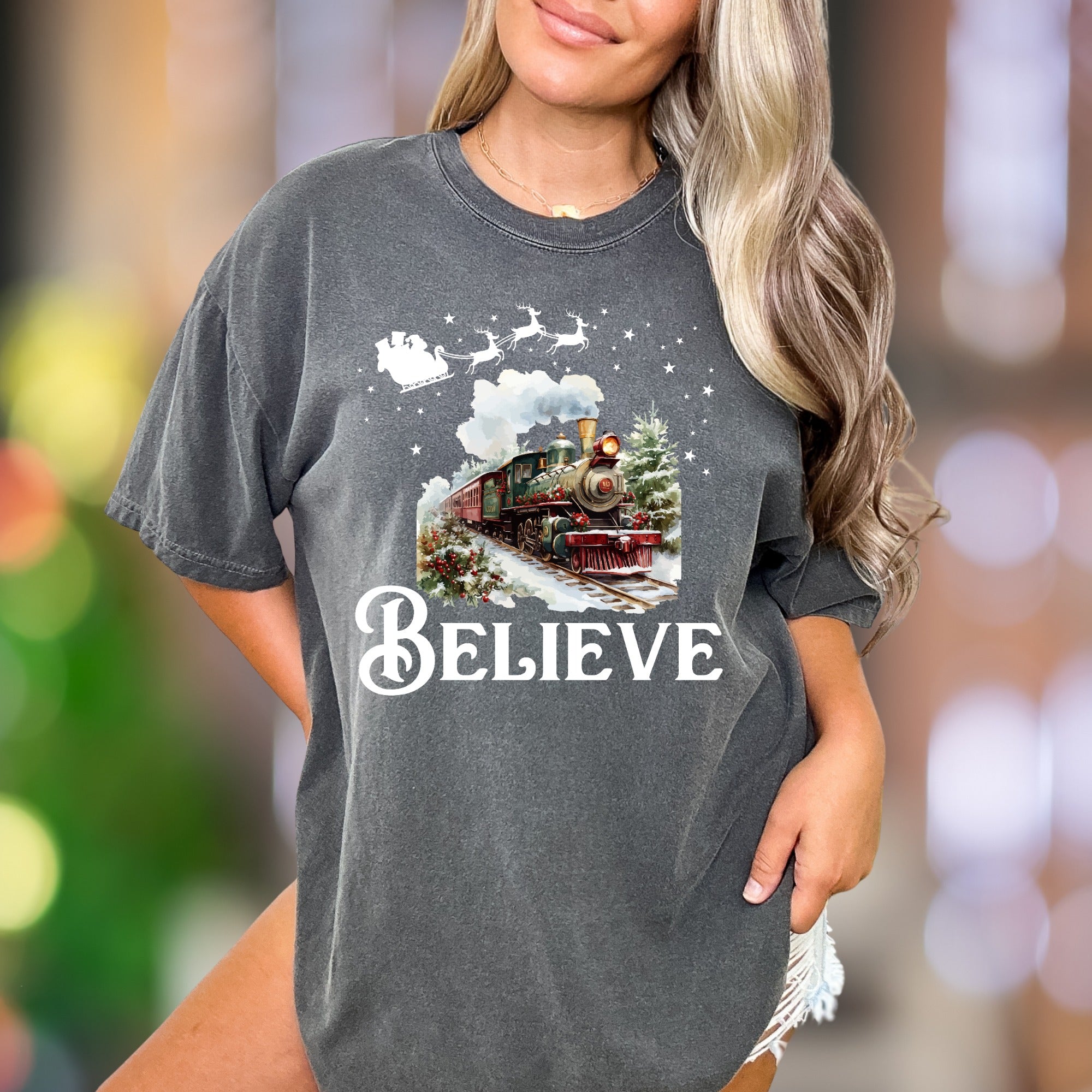 "Believe" | Comfort Colors Unisex Adult T-Shirt | Vintage Holiday Lifestyle