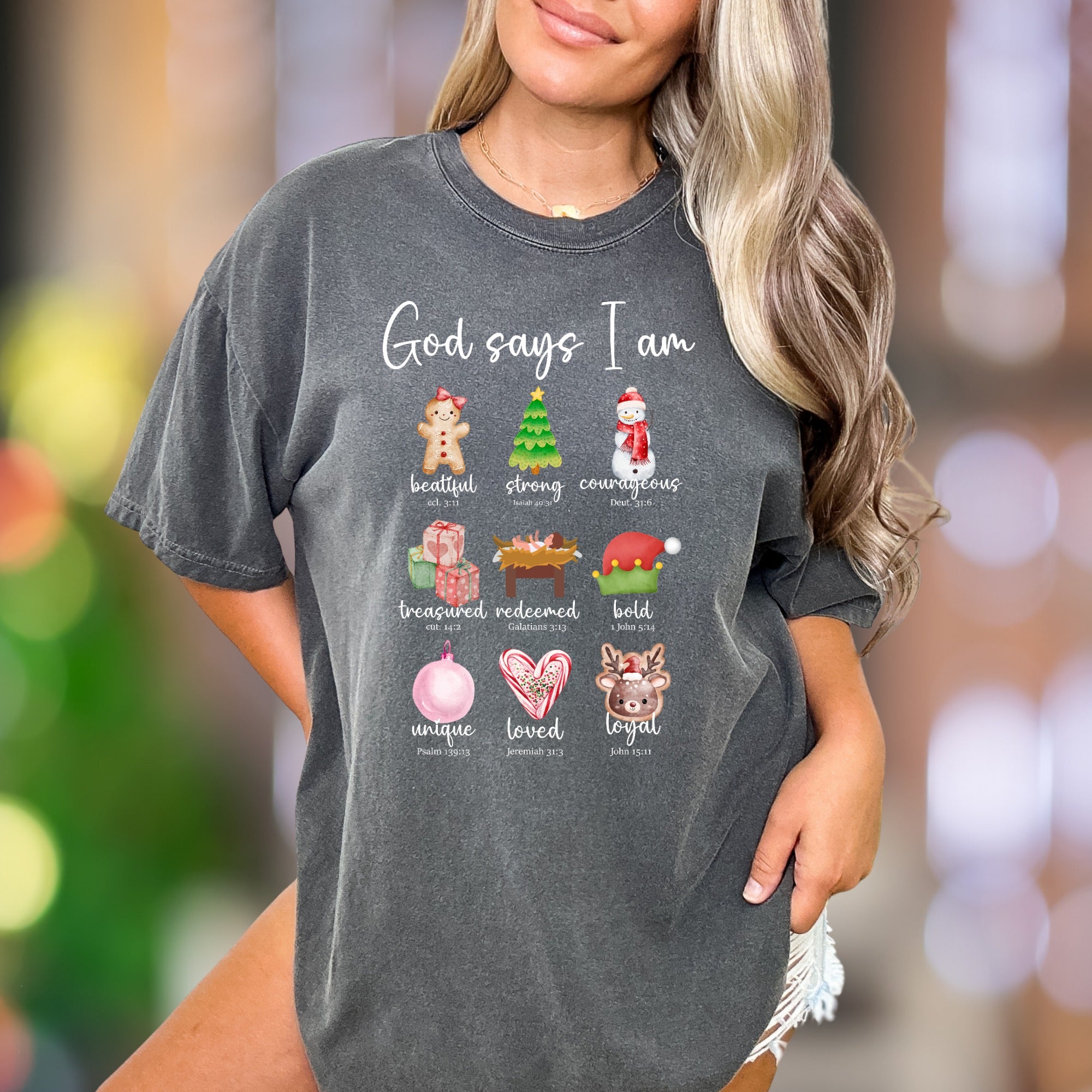 "God Says I Am" | Comfort Colors Unisex Adult T-Shirt | Empowering Christmas Faith Tee