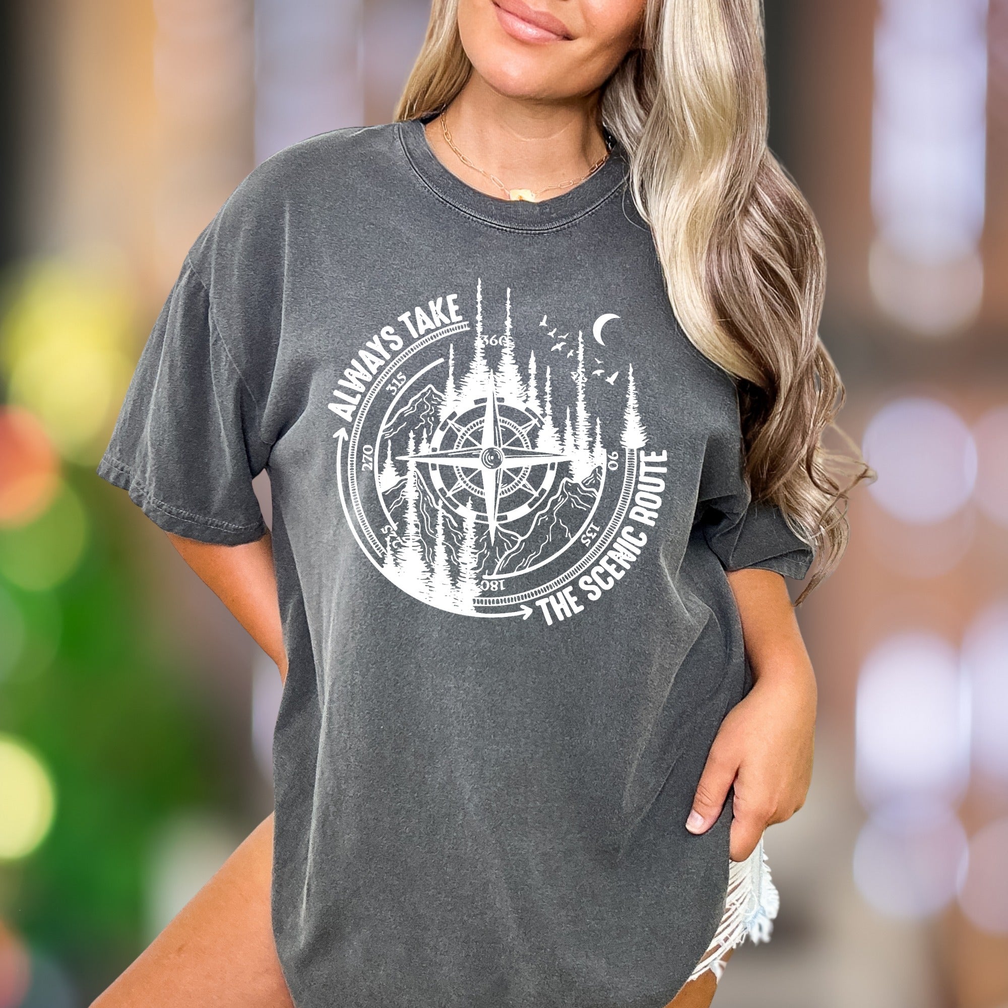 "Always Take The Scenic Route" | Comfort Colors Unisex Adult T-Shirt | Outdoor Adventure Lifestyle