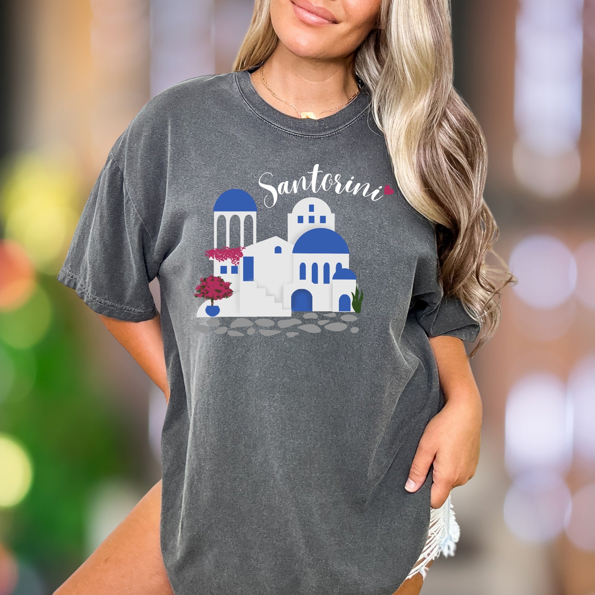 "Santorini" | Comfort Colors Unisex Adult T-Shirt | Travel & Wanderlust Style