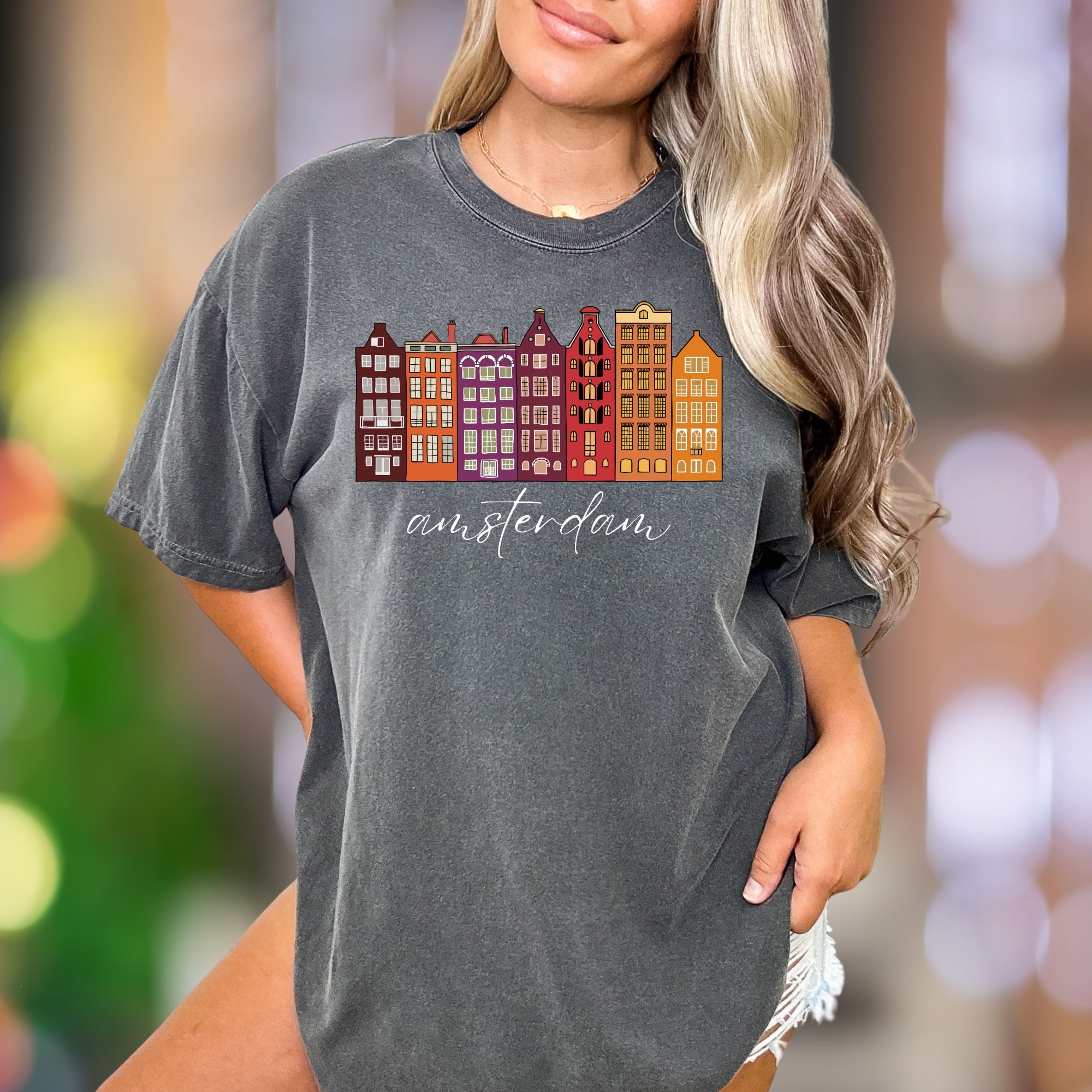 Amsterdam | Comfort Colors Unisex Adult T-Shirt | Travel Cityscape Souvenir Tee