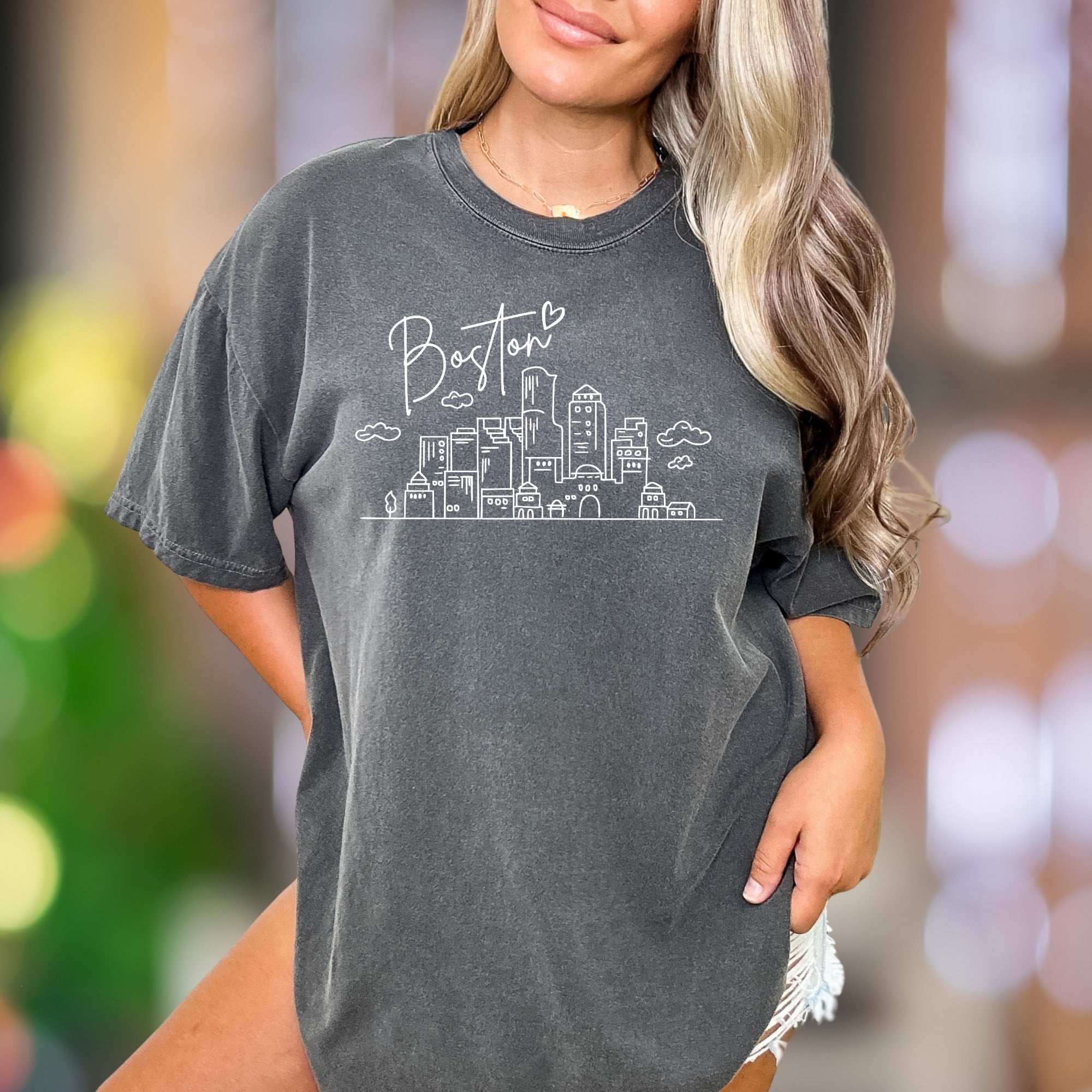 "Boston" | Comfort Colors Unisex Adult T-Shirt | Minimal Cityscape Style