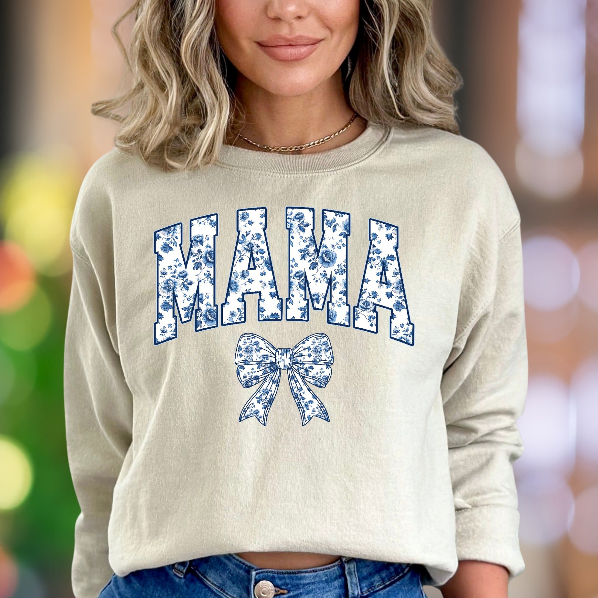 "MAMA" | Chinoiserie Floral Unisex Adult Sweatshirt | Motherhood Lifestyle