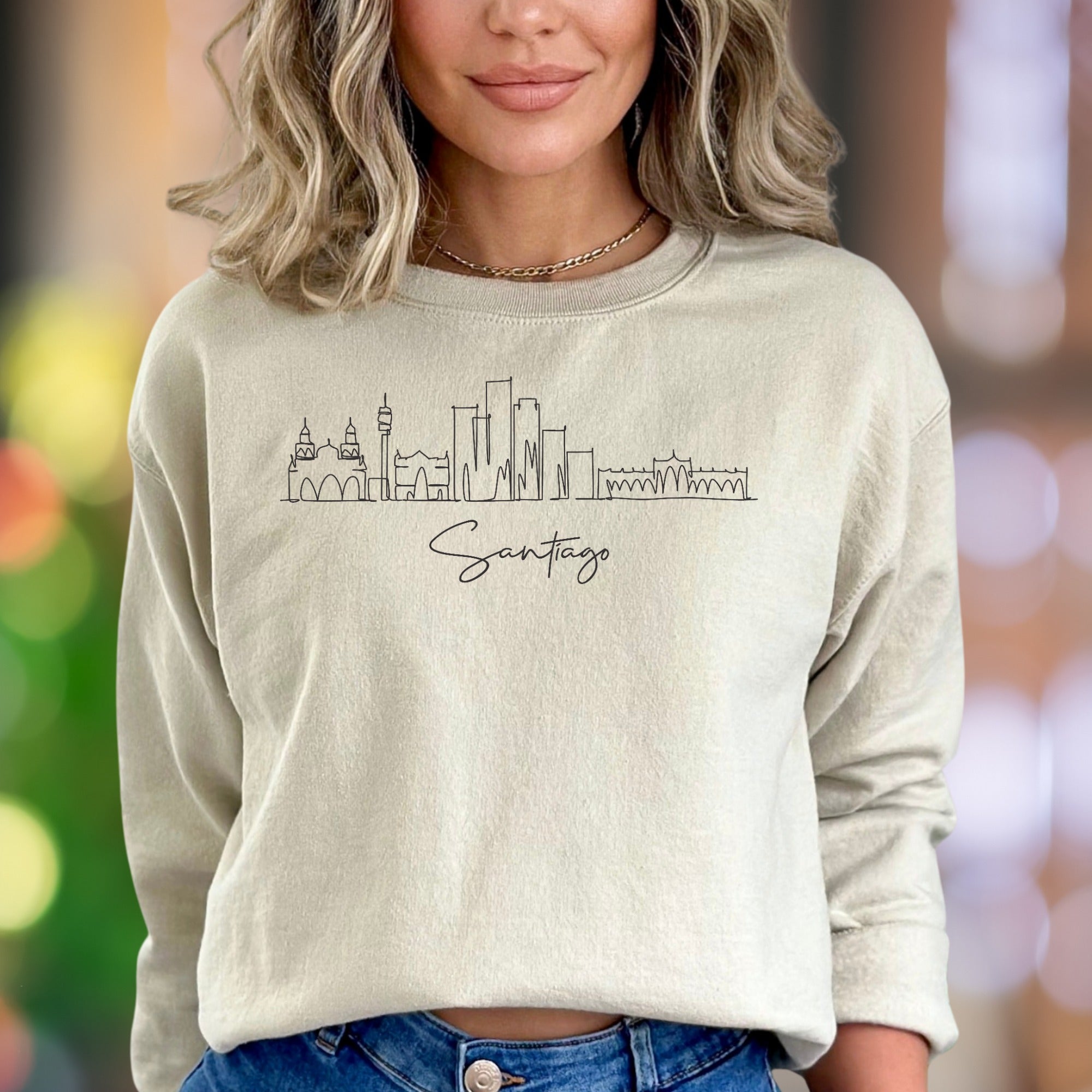 "Santiago" | Minimal Cityscape Unisex Adult Sweatshirt | Travel Lifestyle Apparel