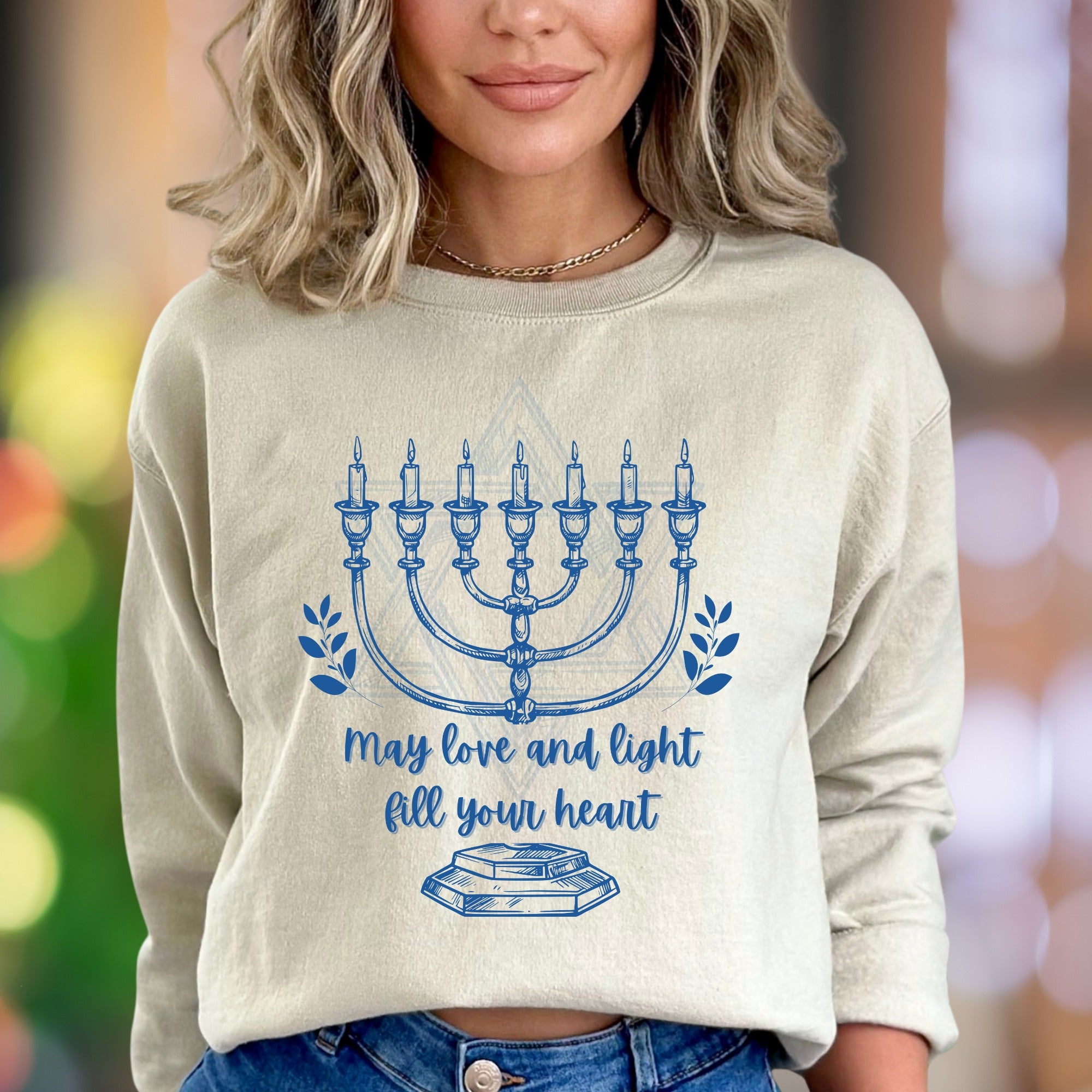 "May Love and Light Fill Your Heart" | Inspirational Candle Graphic Unisex Adult Sweatshirt | Thoughtful Gifting