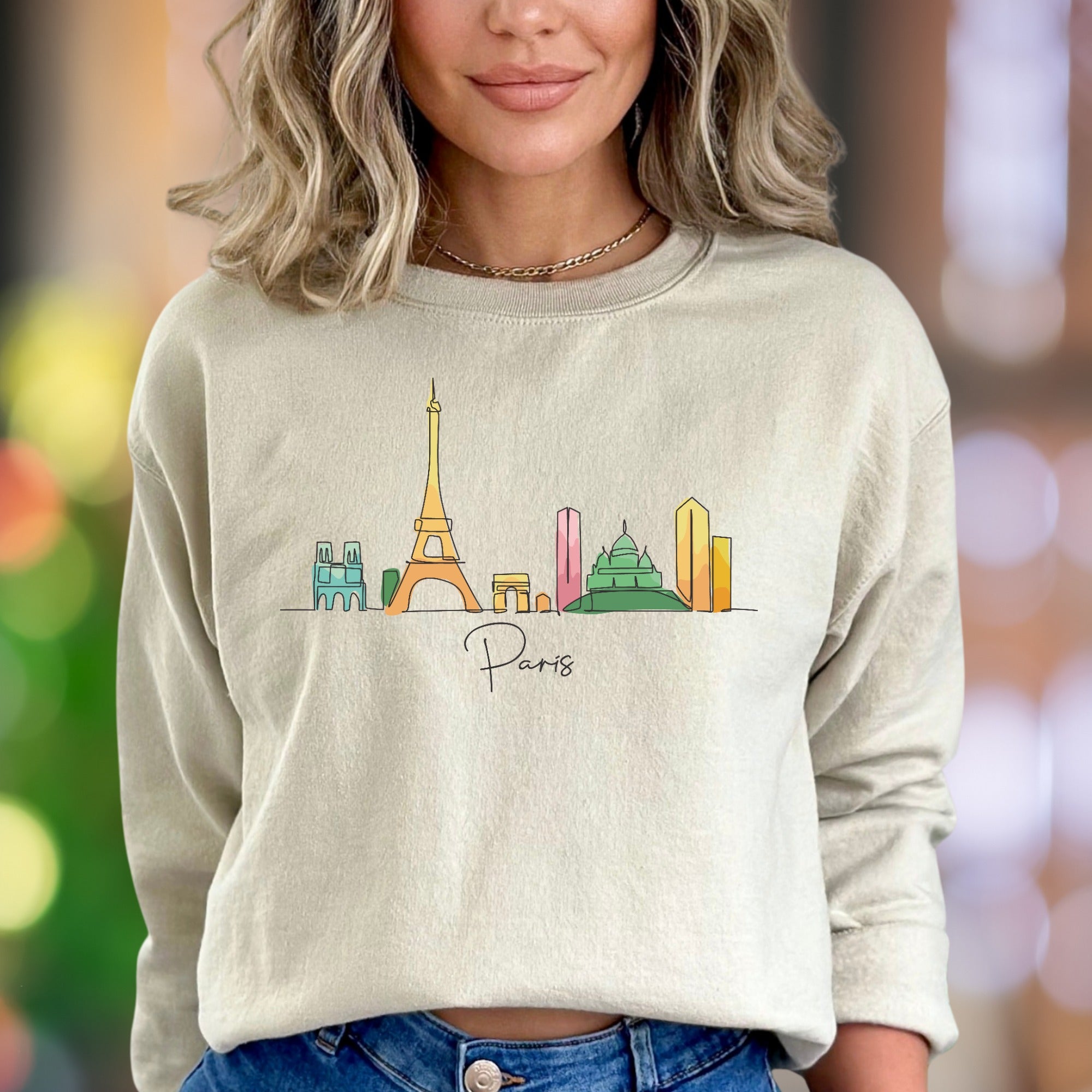 "Paris" | Minimal Skyline Unisex Adult Sweatshirt | Travel Lifestyle Apparel