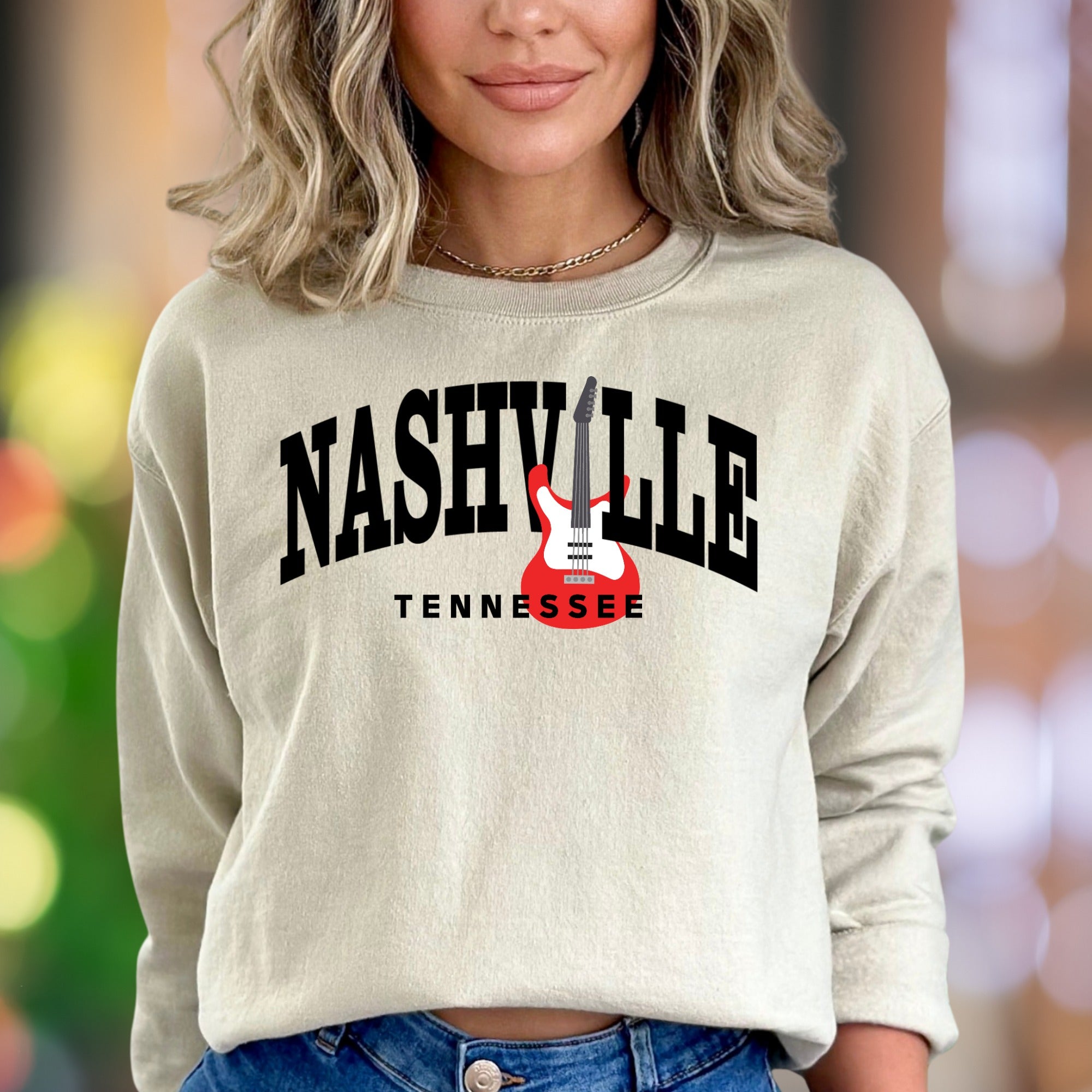 "Nashville Tennessee" | Music City Graphic Unisex Adult Sweatshirt | Lifestyle Travel