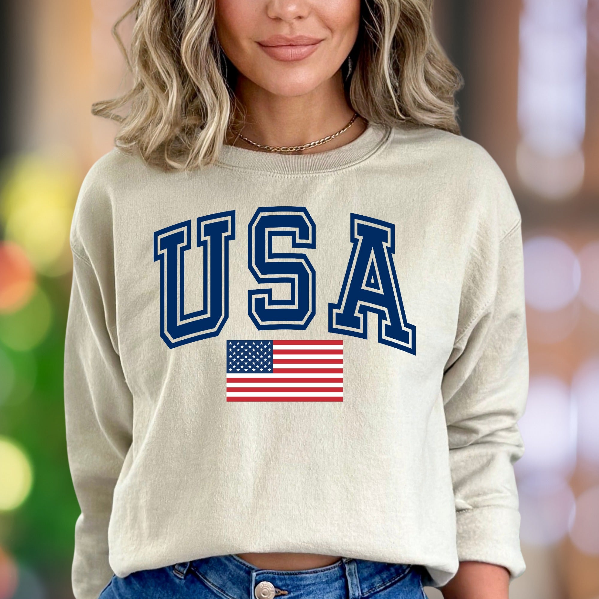 "USA" | Patriotic Collegiate Unisex Adult Sweatshirt | American Pride