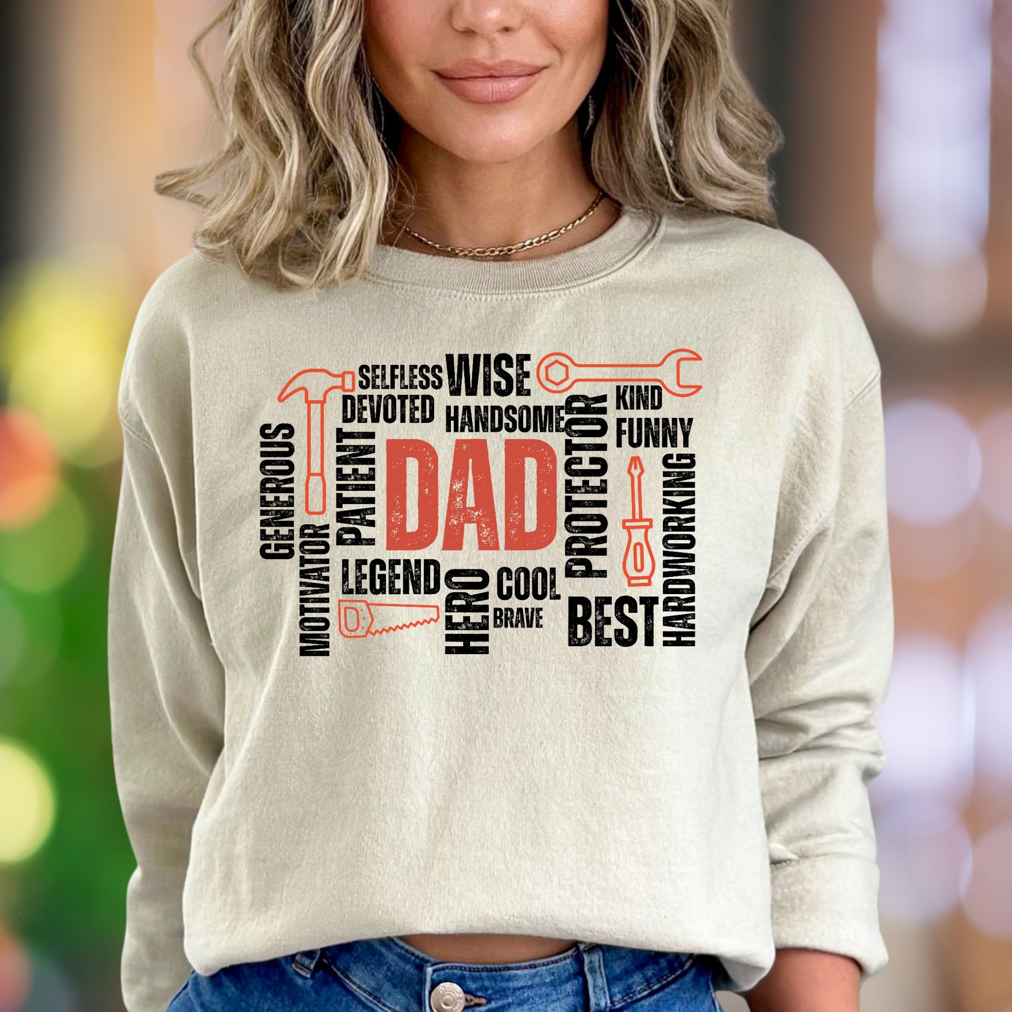 "DAD" Word Cloud Typography Unisex Adult Sweatshirt | Thoughtful Gifting
