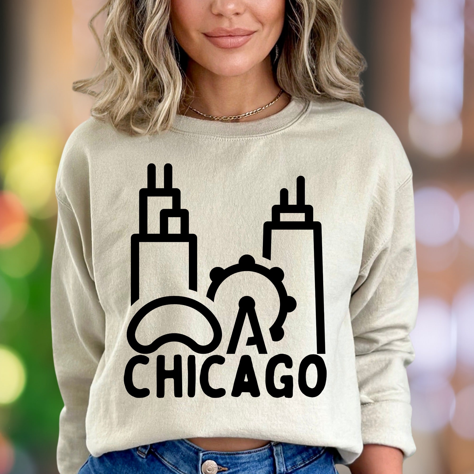 "Chicago Skyline" | Line Art Unisex Adult Sweatshirt | City Lover Apparel