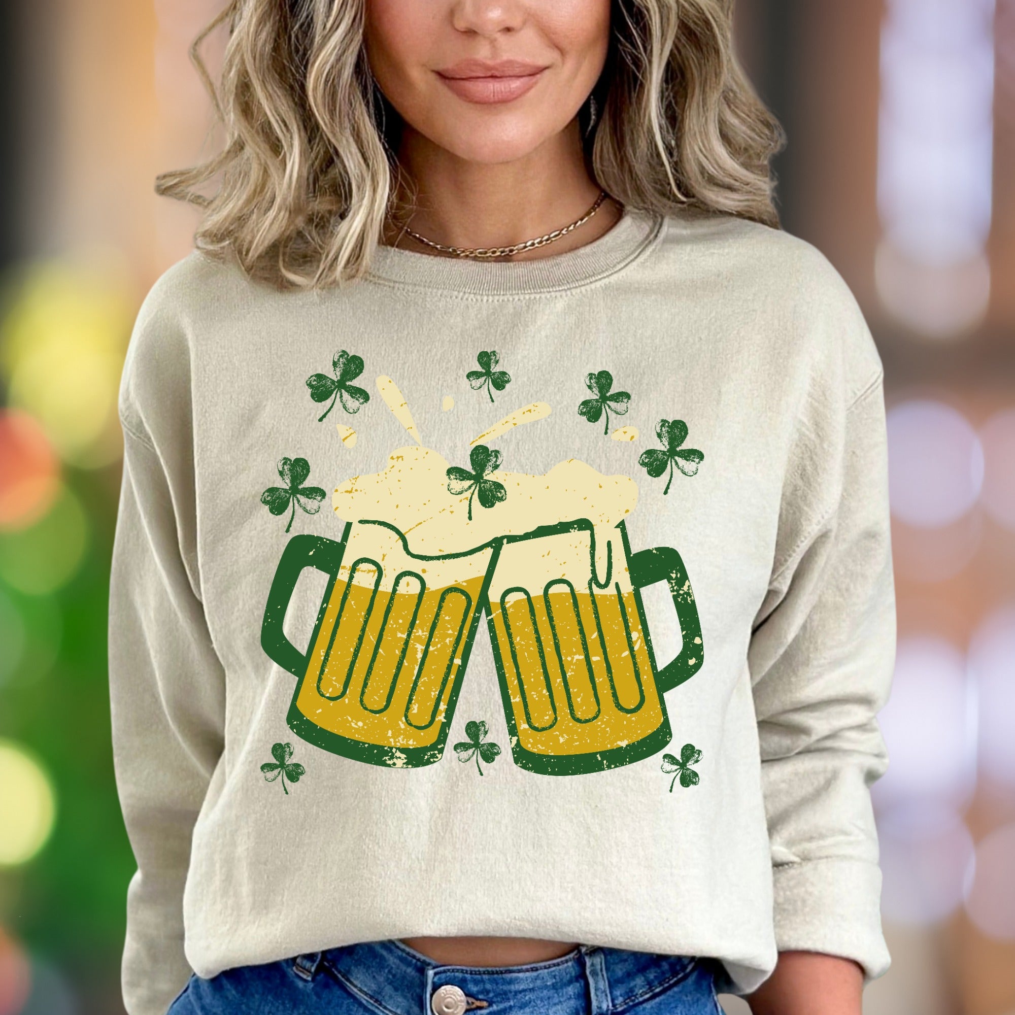 "Cheers & Shamrocks" | Retro St. Patrick's Day Unisex Adult Sweatshirt | Festive Lifestyle Main image