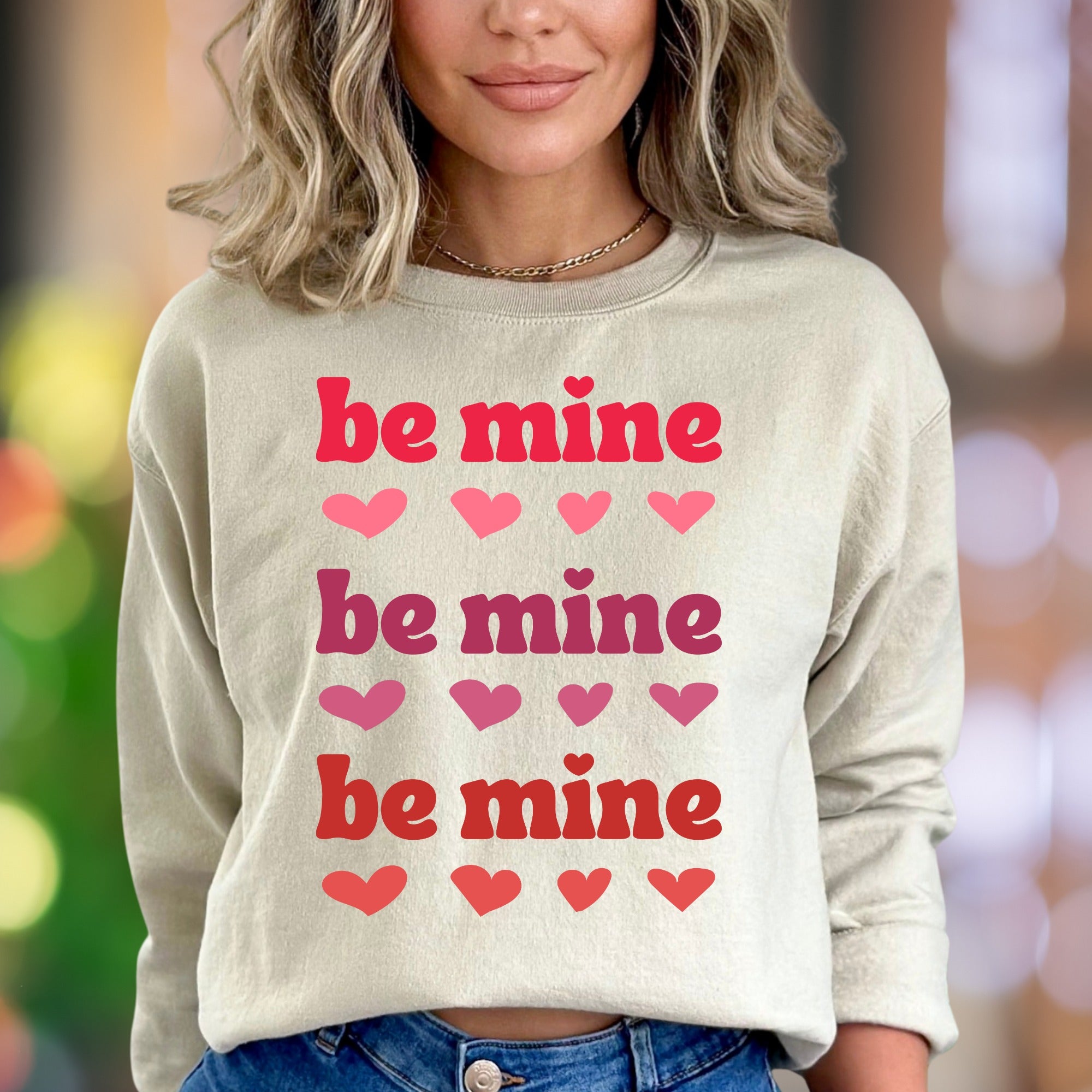 "Be Mine" | Retro Hearts Unisex Adult Sweatshirt | Romantic Lifestyle