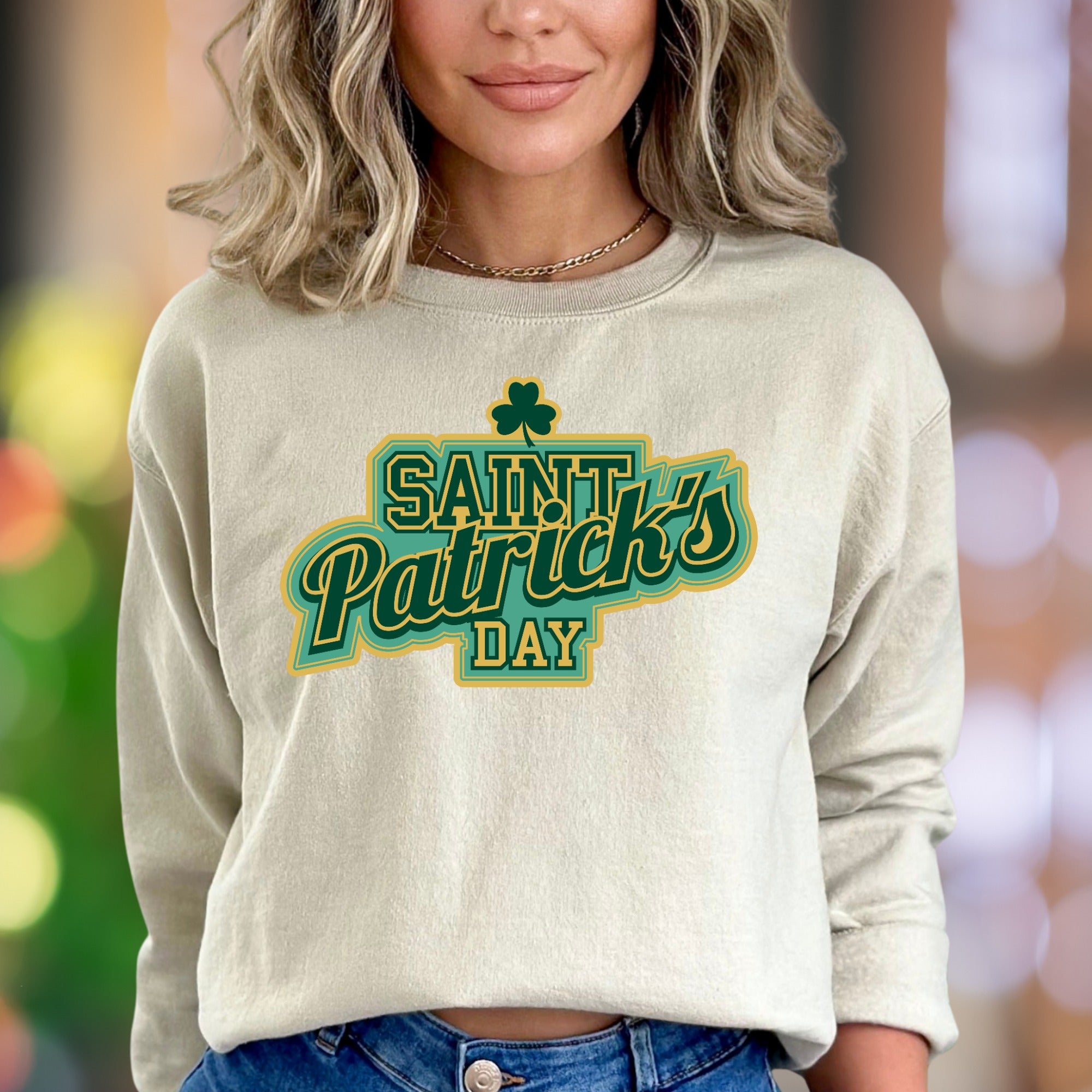 "Saint Patrick's Day" | Retro Typography Unisex Adult Sweatshirt | Festive Holiday Apparel