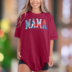"MAMA" | Comfort Colors Unisex Adult T-Shirt | Patriotic Floral Design