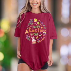 "Happy Easter Day" | Comfort Colors Unisex Adult T-Shirt | Festive Spring Celebration Tee