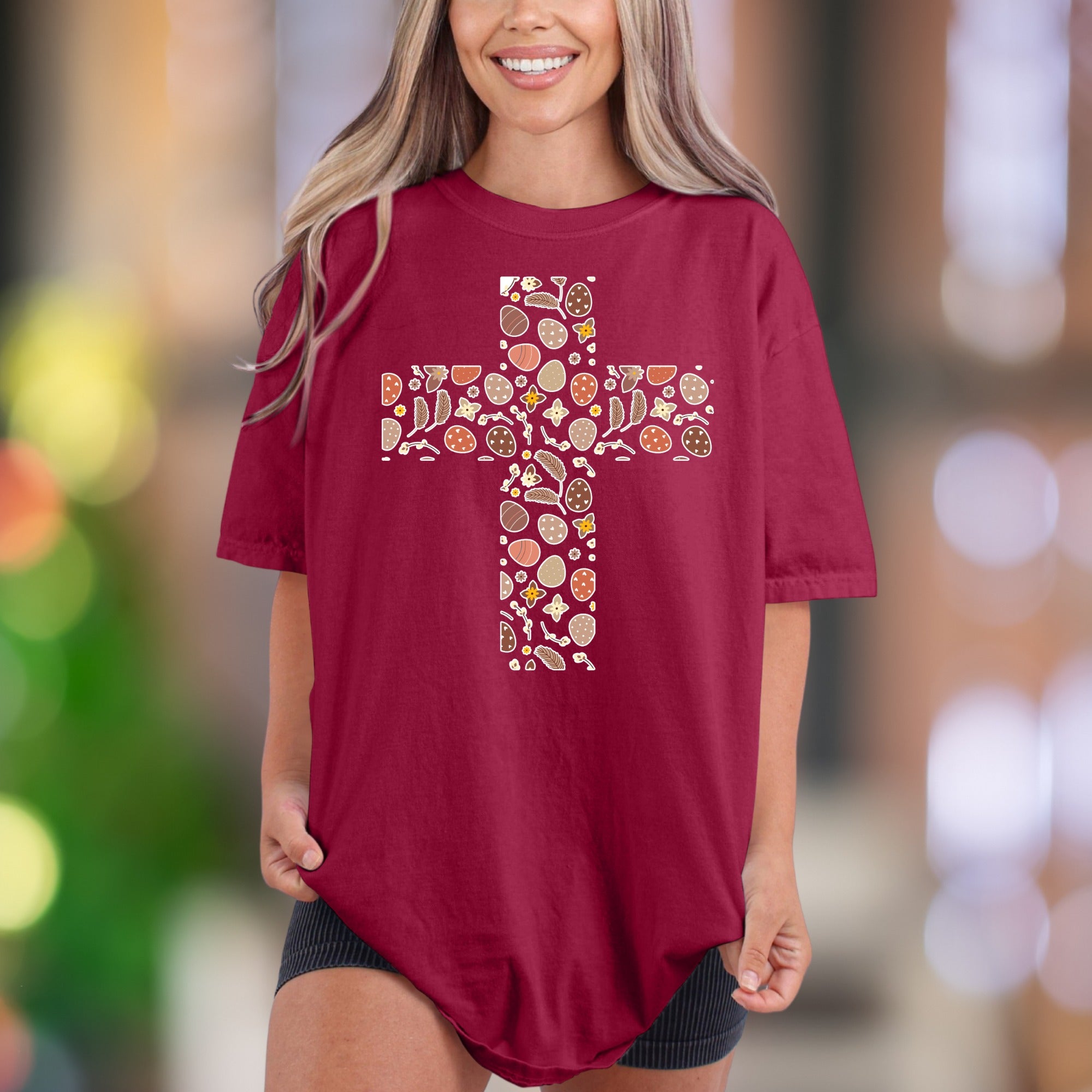 Boho Floral Cross | Comfort Colors Unisex Adult T-Shirt | Rustic Inspirational Style