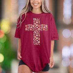 Boho Floral Cross | Comfort Colors Unisex Adult T-Shirt | Rustic Inspirational Style