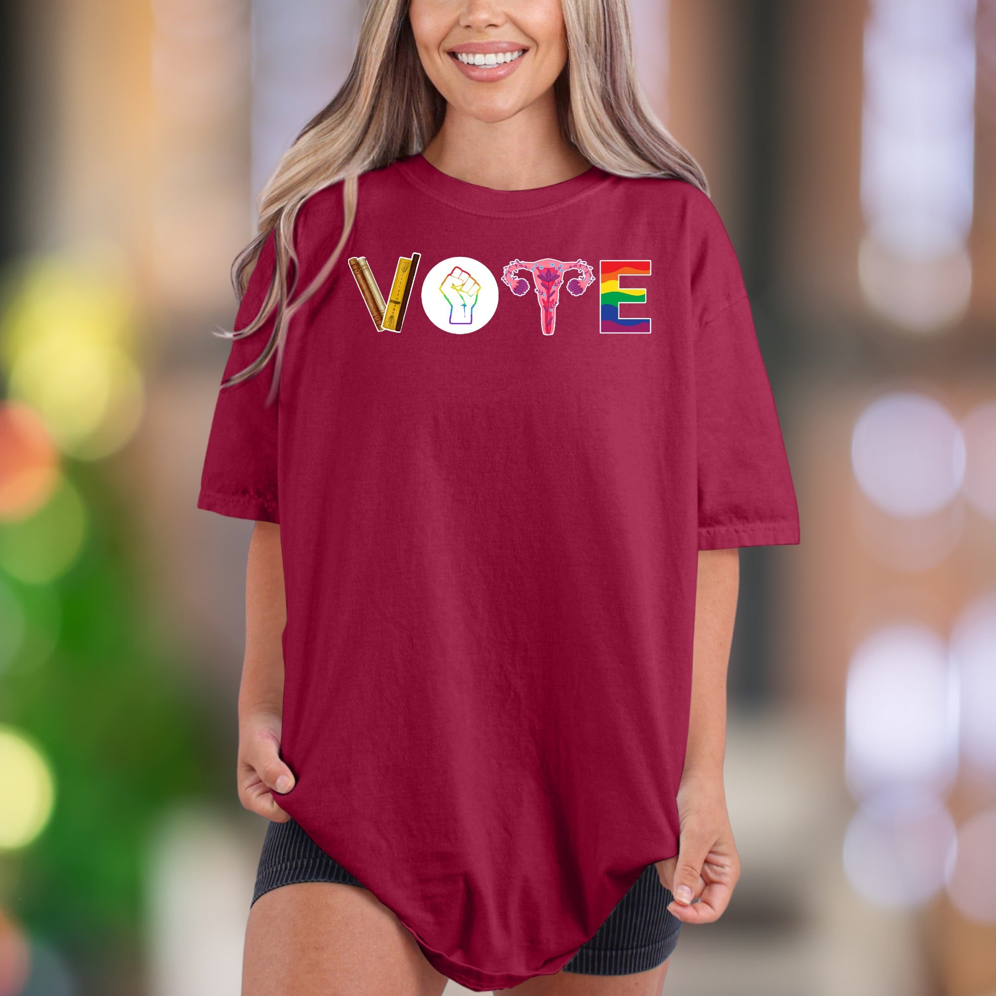 "VOTE" | Comfort Colors Unisex Adult T-Shirt | Empowering Rainbow Graphic Tee