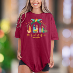 "the greast gift of all MATTHEW 1-21" | Comfort Colors Unisex Adult T-Shirt | Nativity Scene Graphic Tee